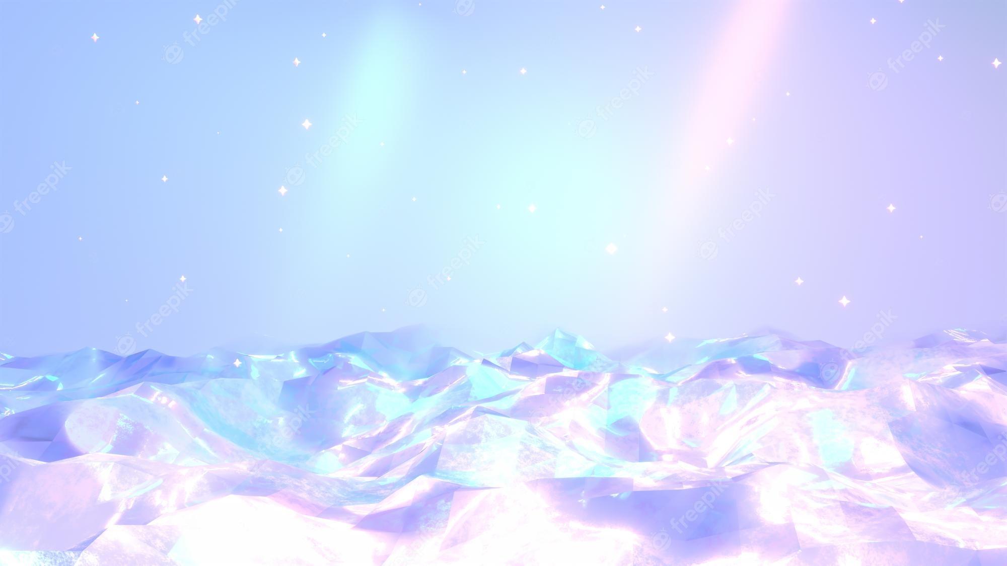 2000x1125 Premium Photod rendered abstract glossy metallic terrain and aurora borealis