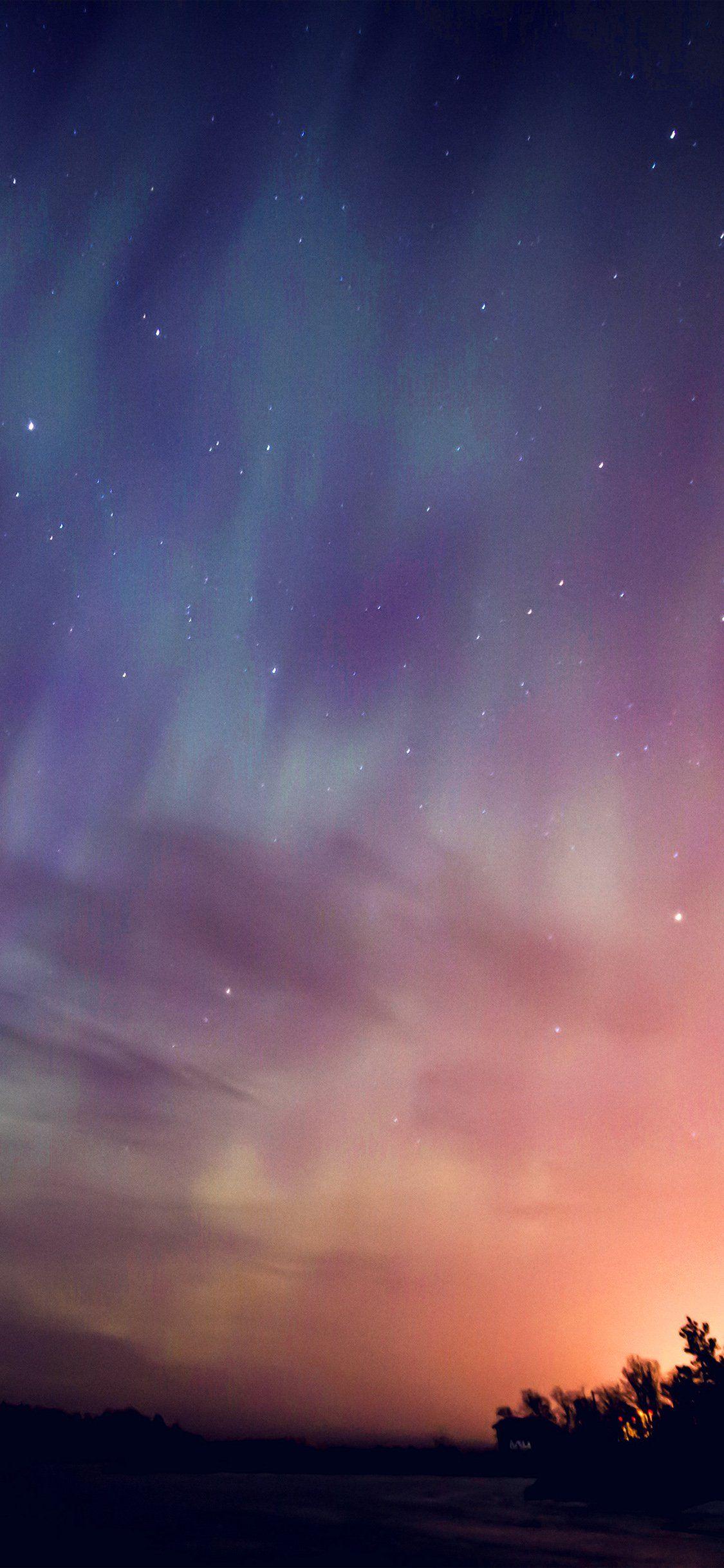 1125x2436 Space, aurora, night, sky wallpaper
