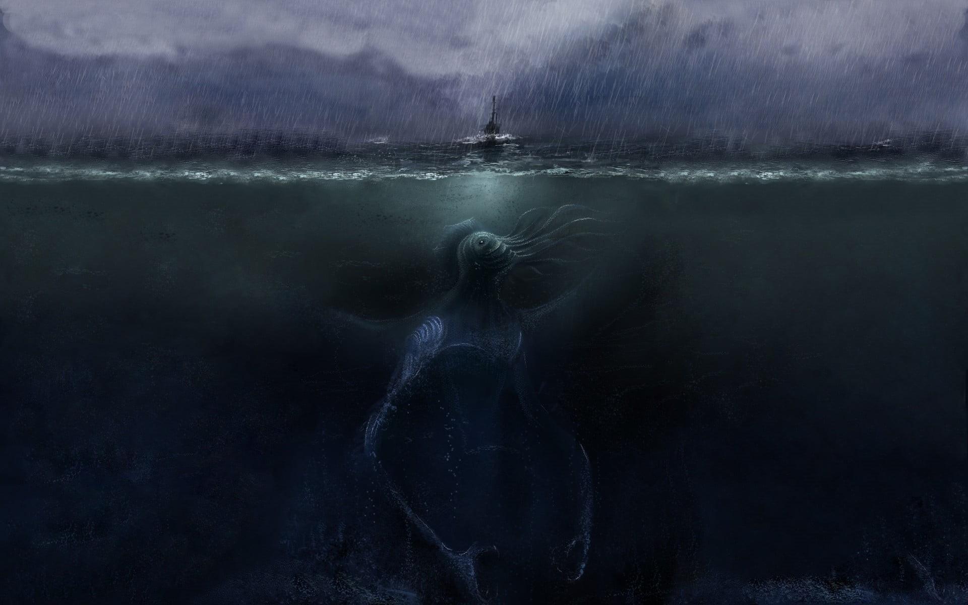 1920x1200 Wallpaper / Leisure Activity, Real People, Underwater, Close Up, Storm, Cthulhu, Day, Sea Monsters, Beauty In Nature, Wallpaper, Motion, Split View, 1080P, Unrecognizable Person Free Download