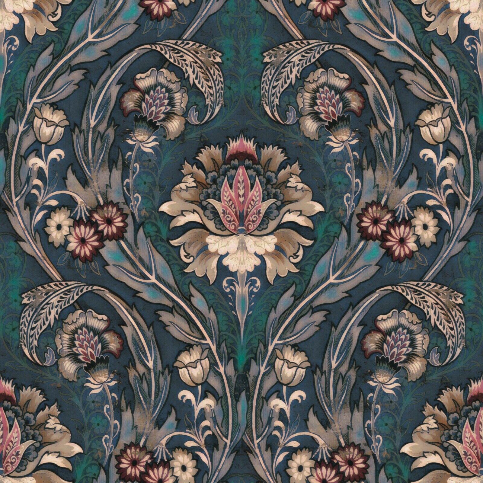1600x1600 Victorian Wallpaper Peel and Stick Navy Blue Bronze Waterproof Removable Opulent