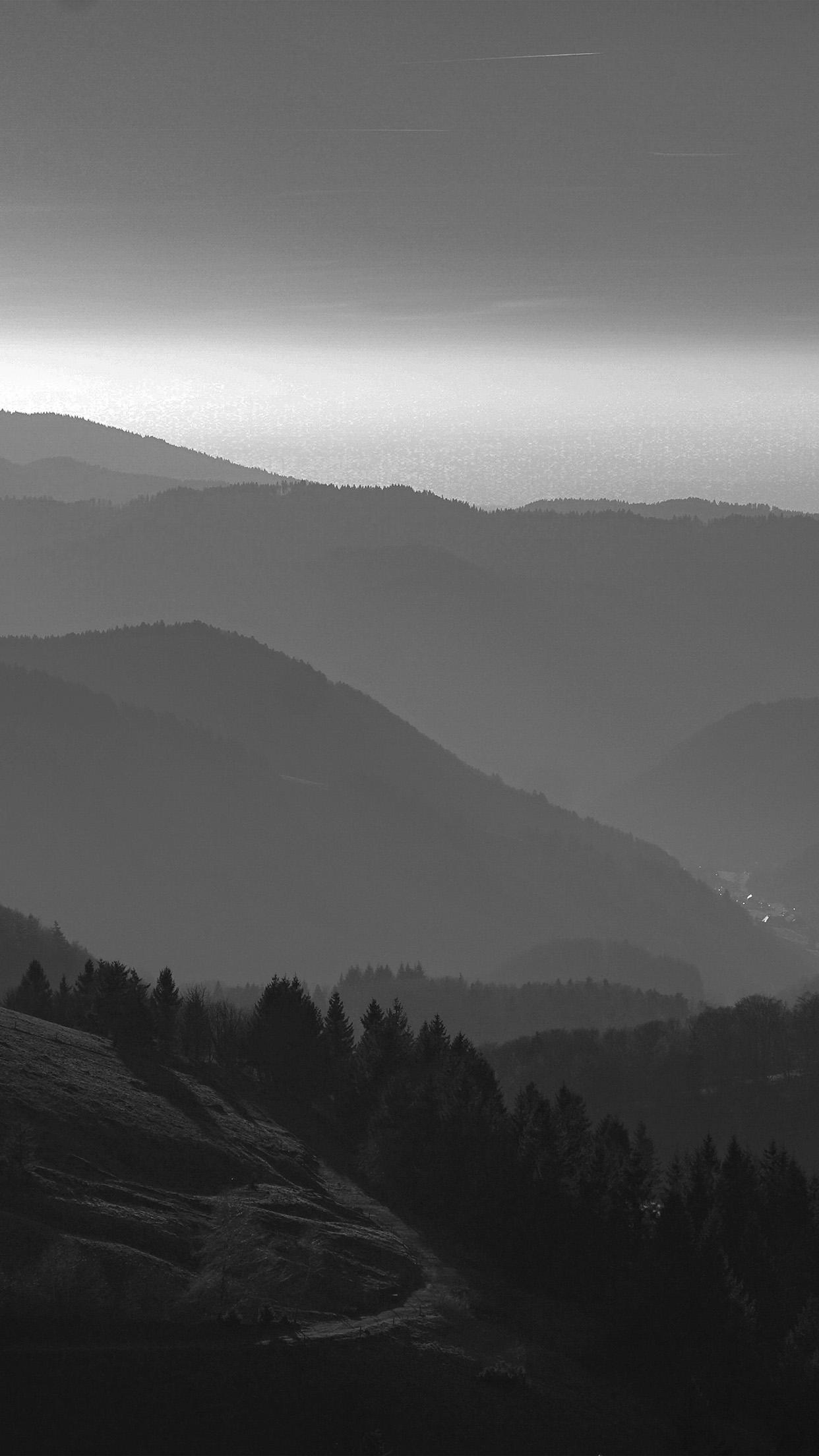 1242x2208 Mountain View Sky Bw Dark Nature Wallpaper