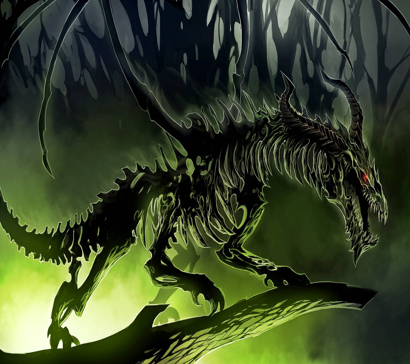 1440x1280 Skeleton Dragon Wallpaper