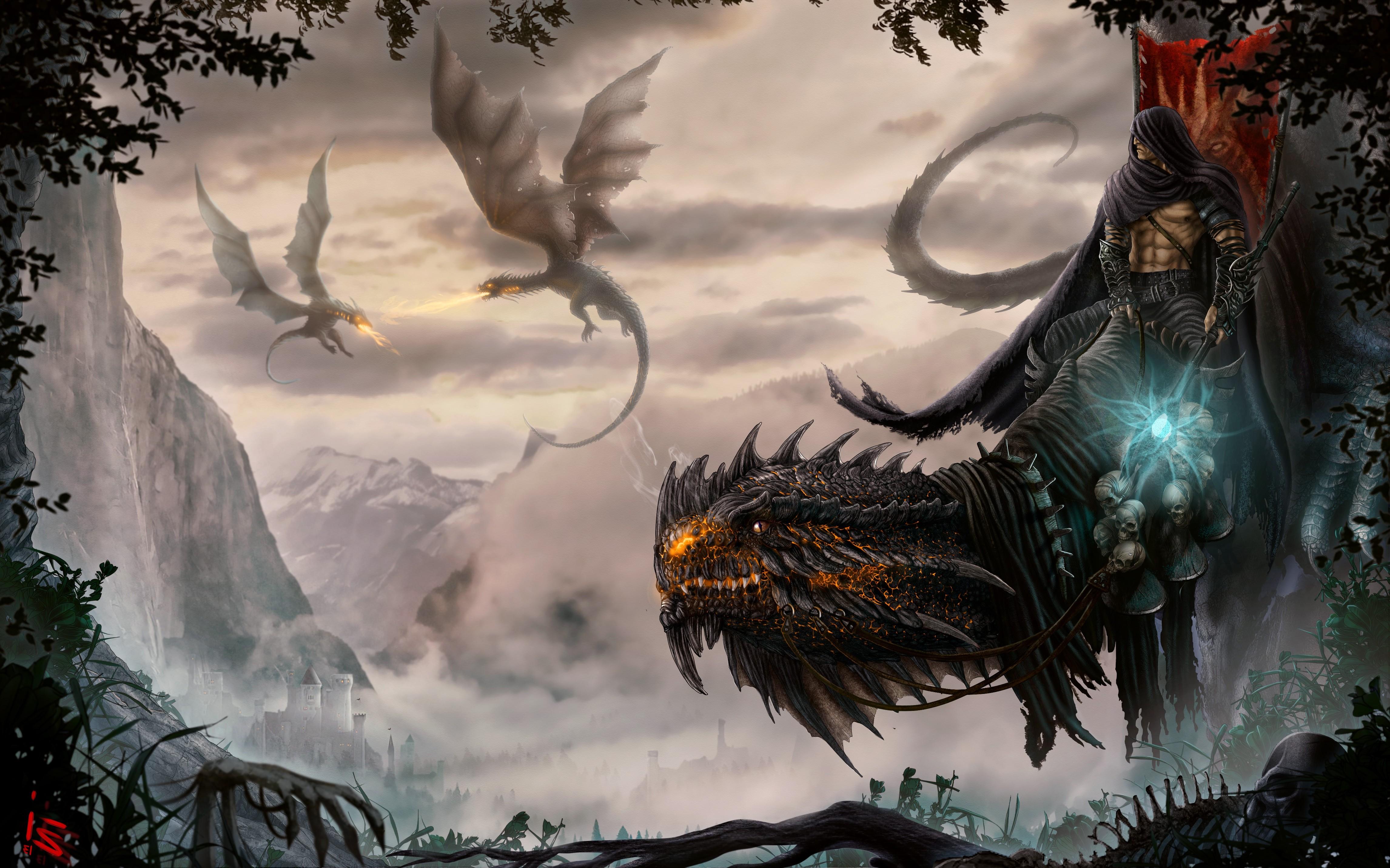 4584x2862 dragon, Fantasy Art, Skull Wallpaper HD / Desktop and Mobile Background