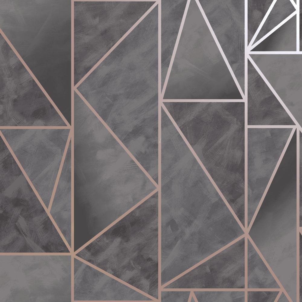 1000x1000 Sample Charcoal & Rose Gold Bohemian Metallic Triangles Wallpaper