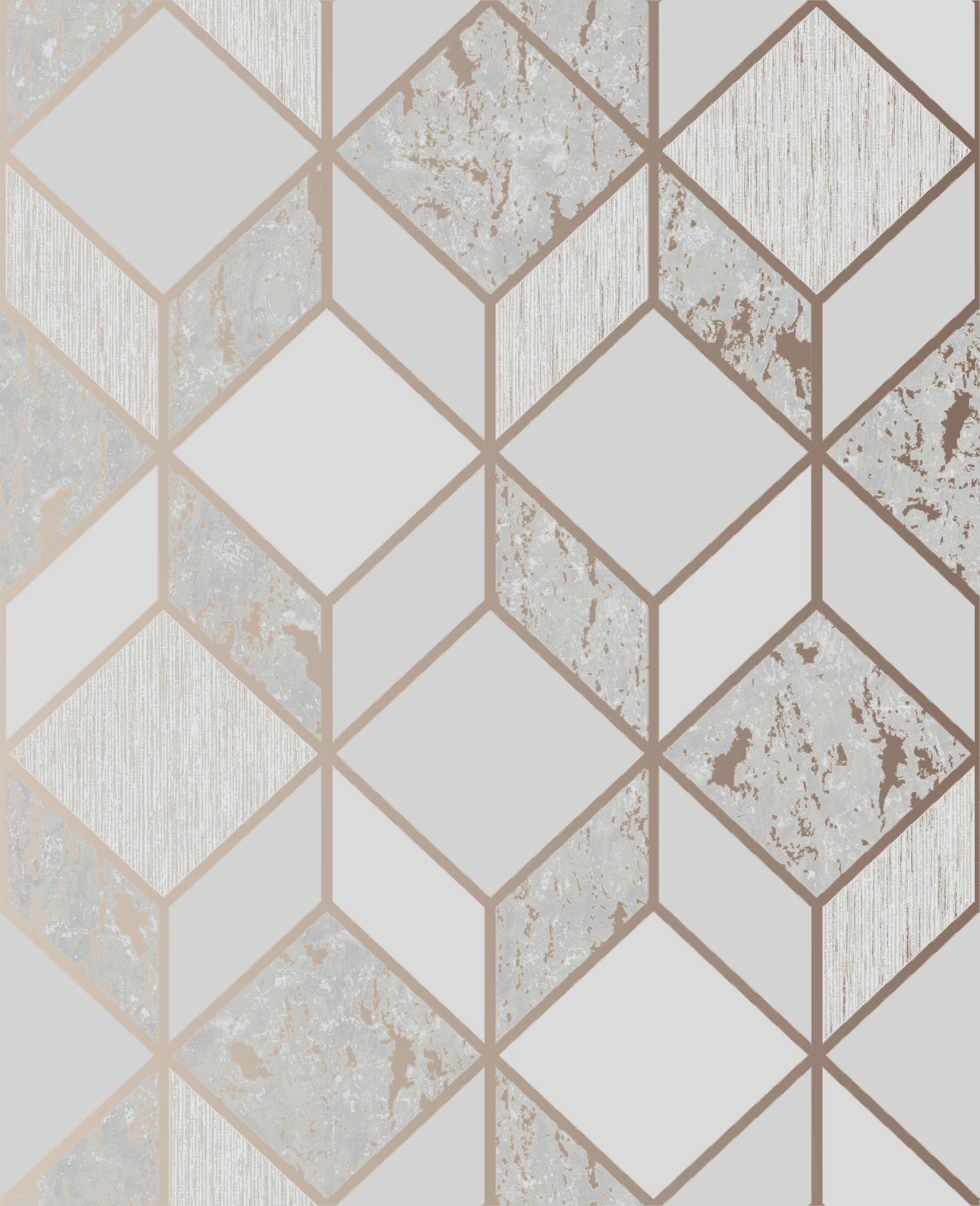 1664x2048 Distressed Vittoria Grey Rose Gold Geo Wallpaper