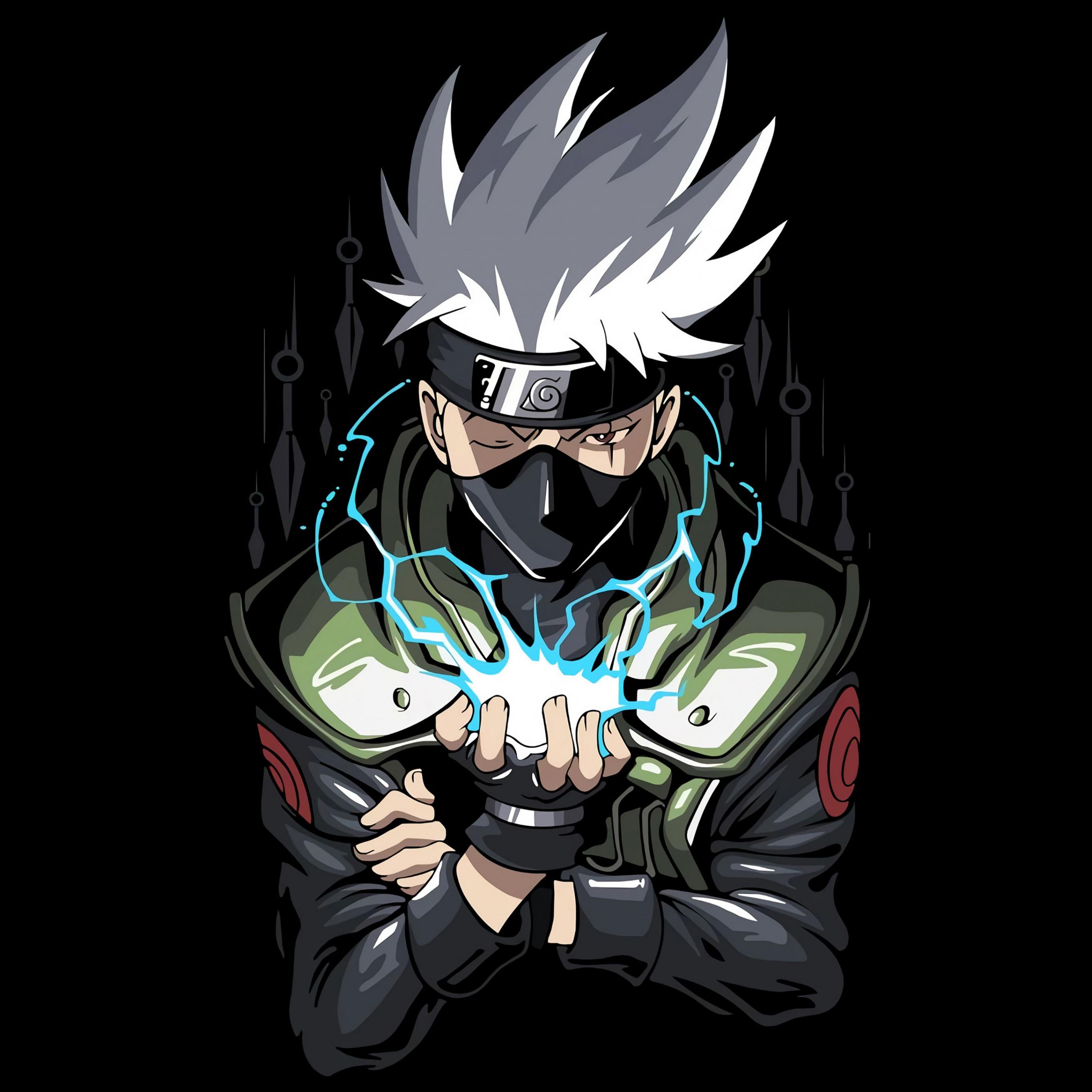 2732x2732 Kakashi Hatake Wallpaper 4K, Naruto, AMOLED, Black Dark