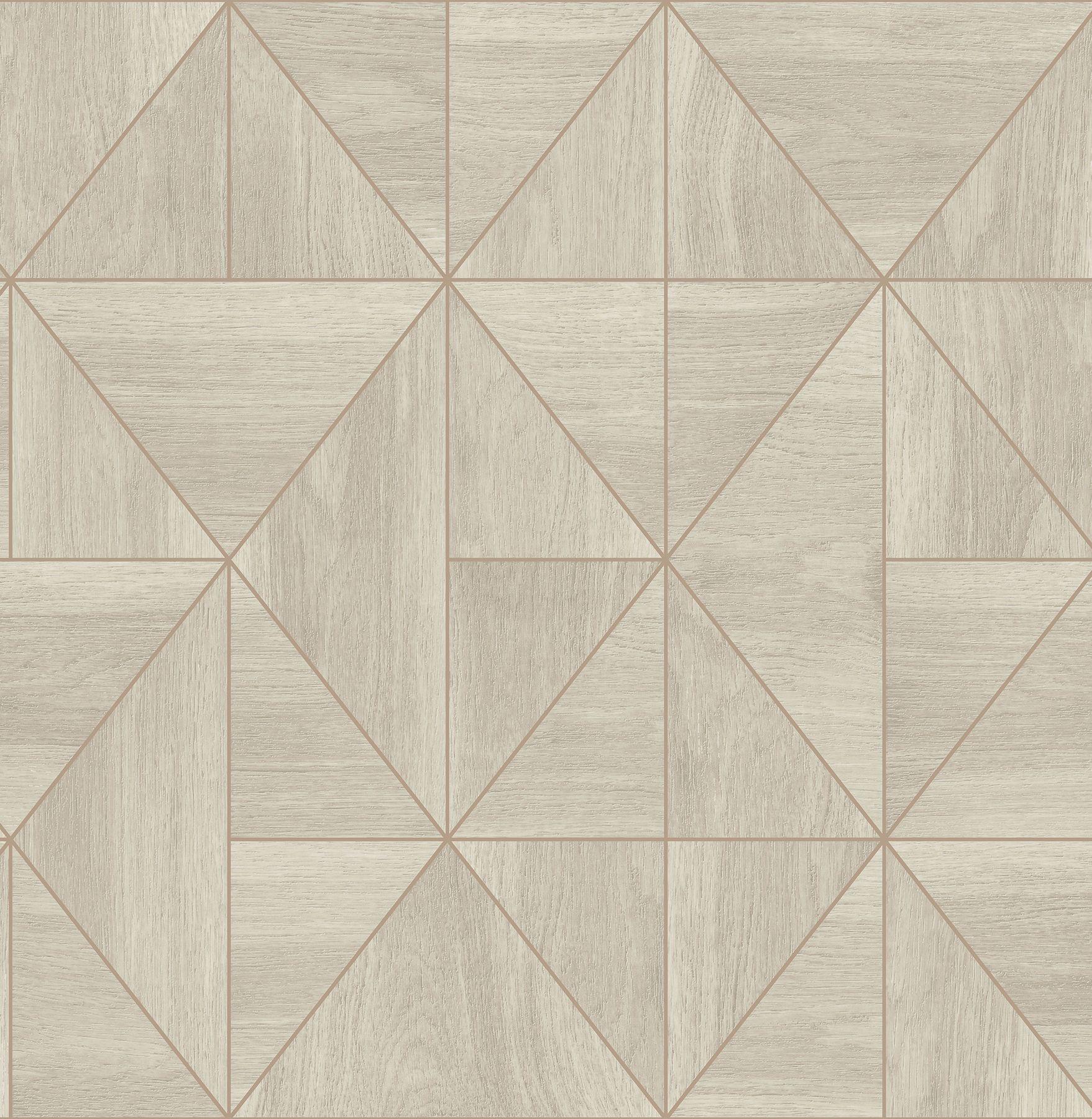 1757x1800 2896 25324 Cheverny Wood Tile Wallpaper In Rose Gold Soft Grey Colors With Triangle Patterned Woodgrain Modern Style Non Woven Unpasted Wall Covering By Brewster Savvy Decorator