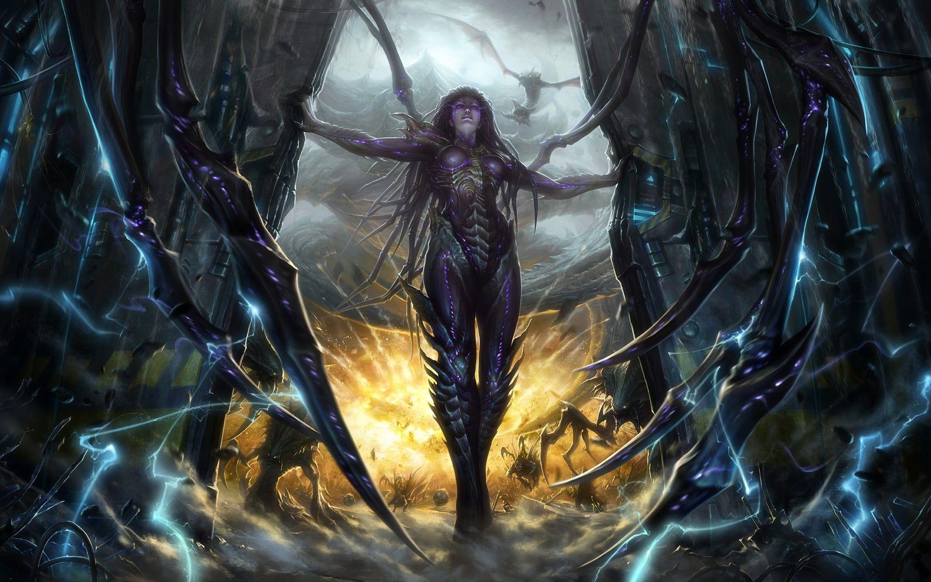 1920x1200 female character digital wallpaper video games #StarCraft #Zerg Sarah Kerrigan Starcraft II Queen of Blades StarCra. Starcraft, Starcraft zerg, Kerrigan starcraft