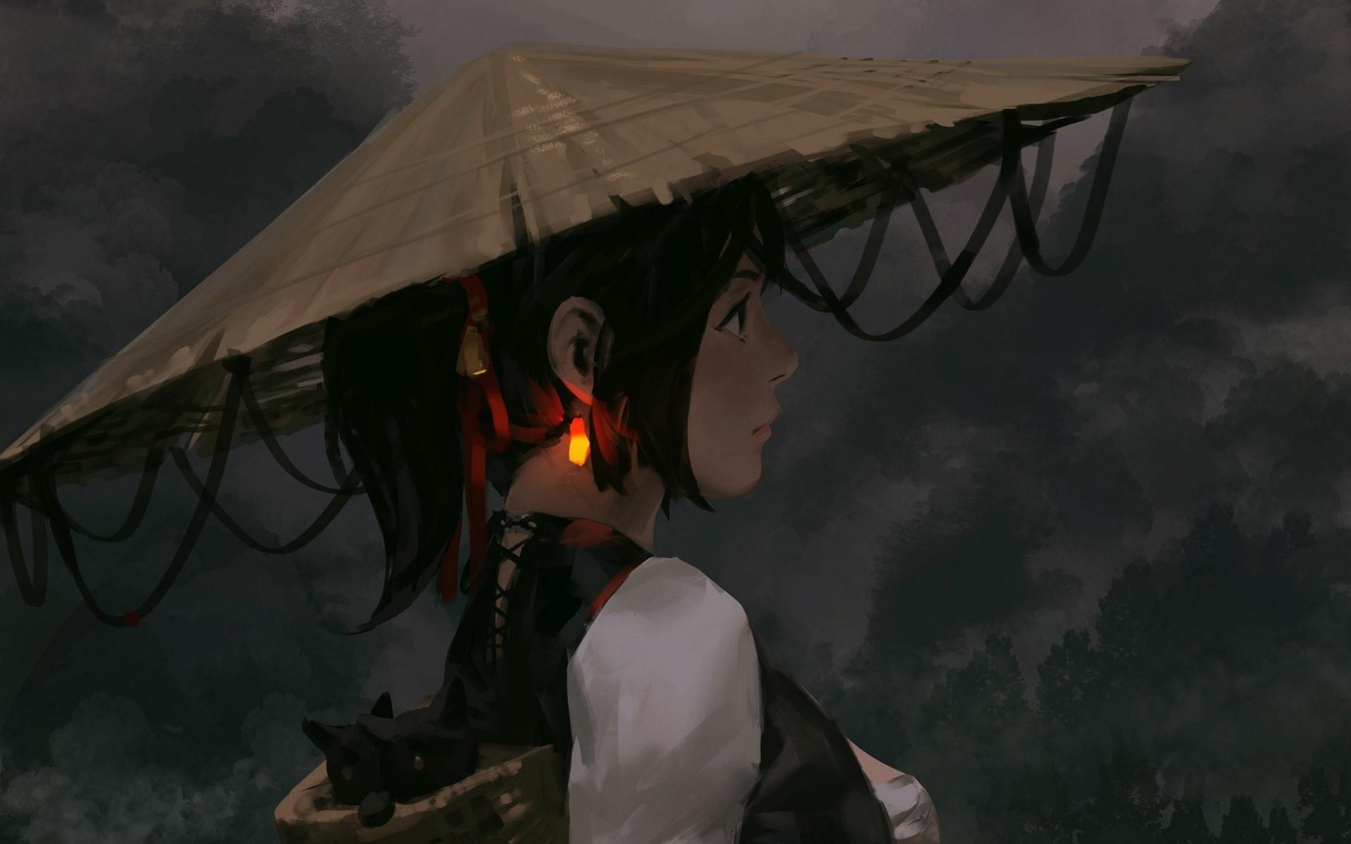 1920x1200 Wallpaper / artwork, digital art, fantasy art, fantasy girl, hat, women, GUWEIZ free download