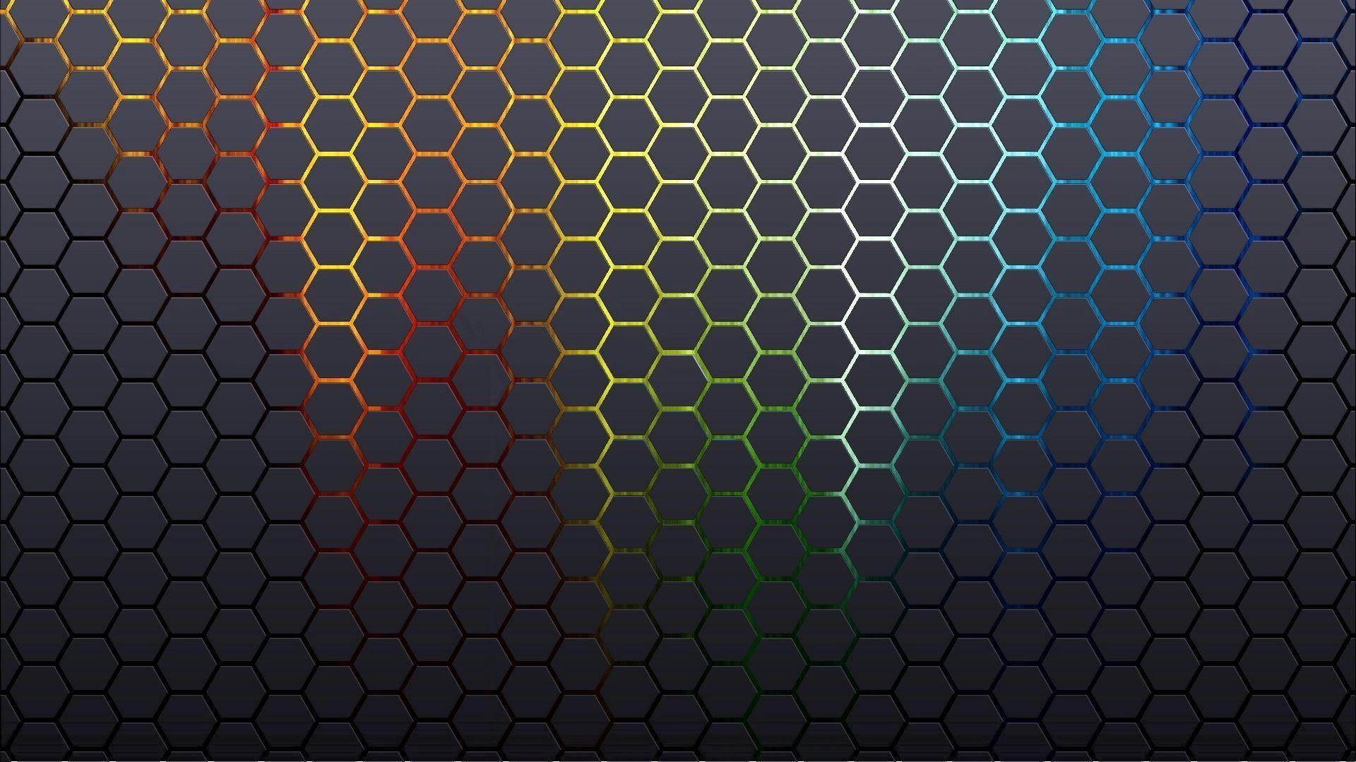 1920x1080 Wallpaper / mesh, yellow, abstract, 1920x hexagon, decor, honeycomb, blue, green, glowing, 1080P, white, pattern free download