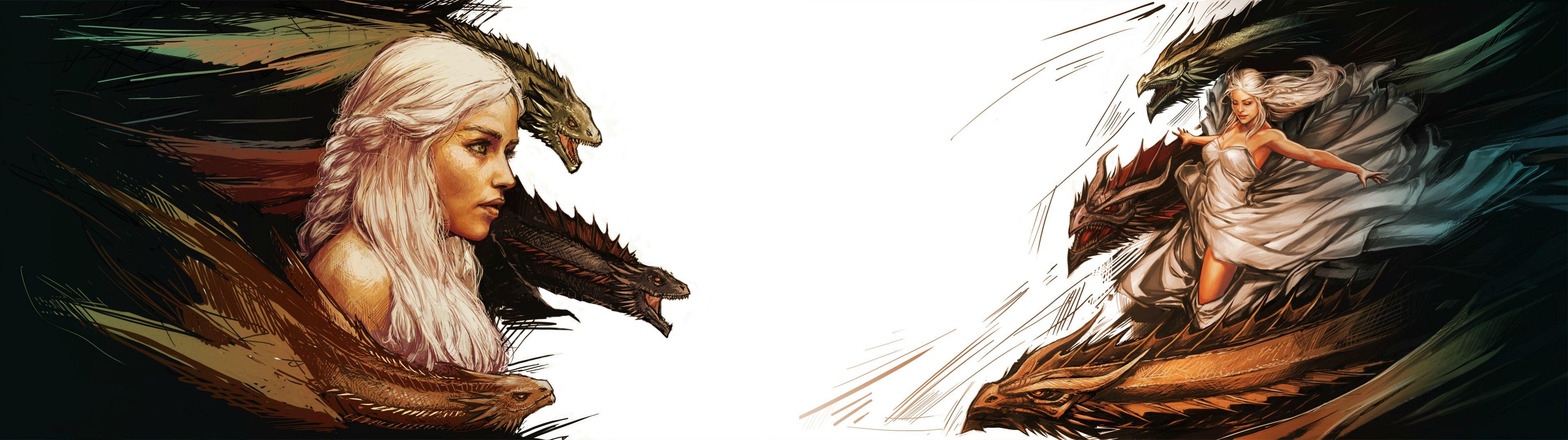 3839x1079 Mother of Dragons for dual screen. I cleaned the drawings a little