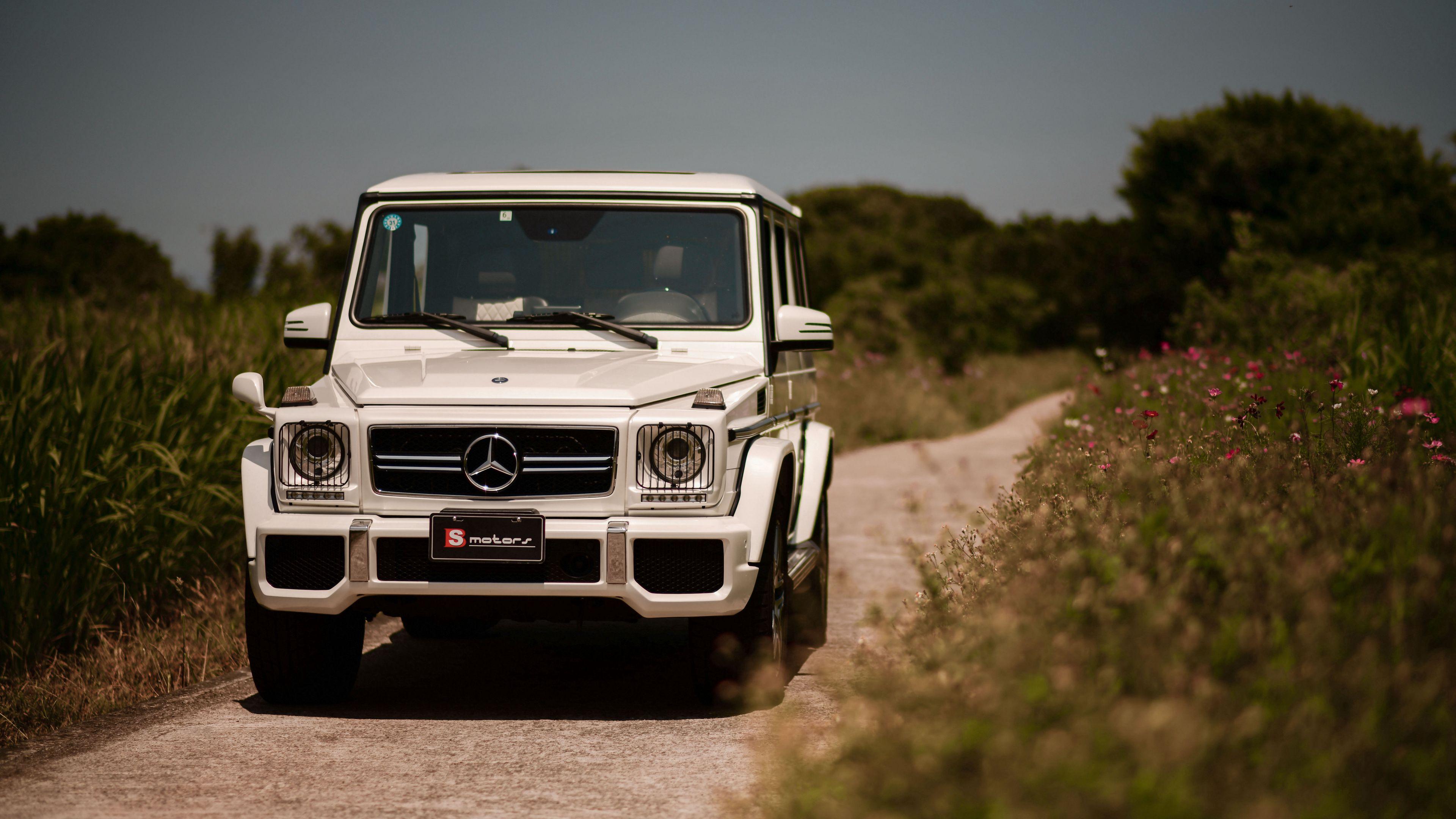 3840x2160 Wallpaper / Mercedes Benz G63 Amg, Mercedes, Car, Suv, White, Front View, 4k Free Download