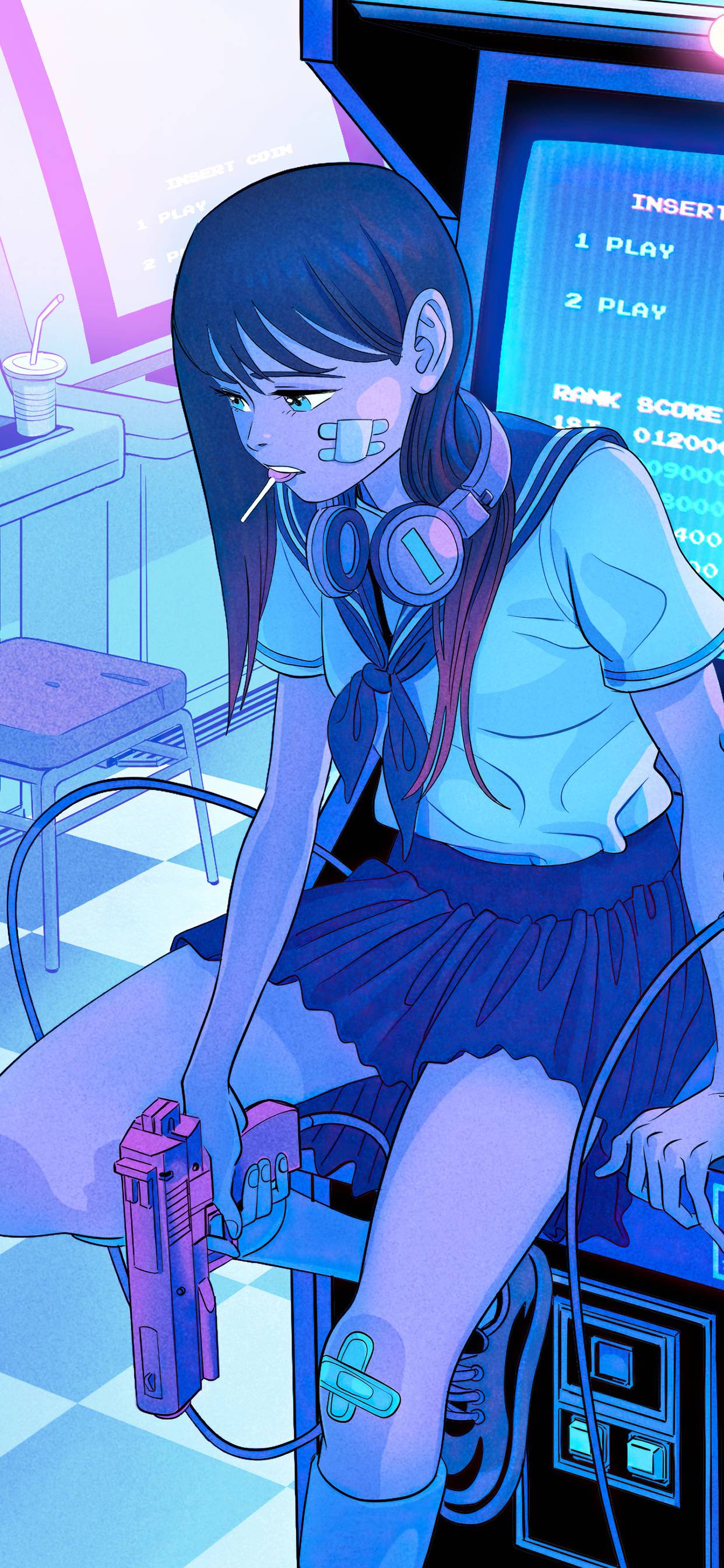 1242x2688 Playing Again Anime Girl Retro Gaming iPhone XS MAX HD 4k Wallpaper, Image, Background, Photo and Picture