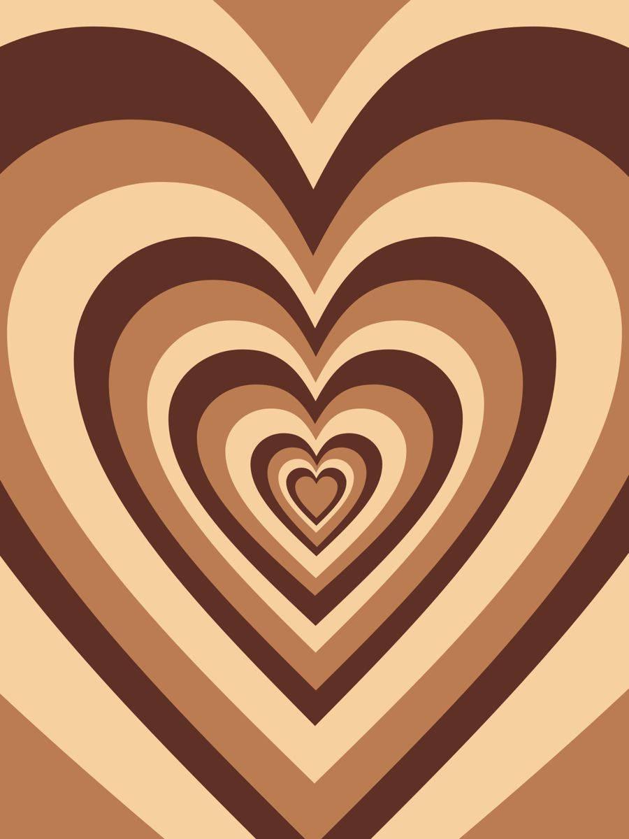 900x1200 Download Y2k Heart In Coffee Brown Colour Wallpaper