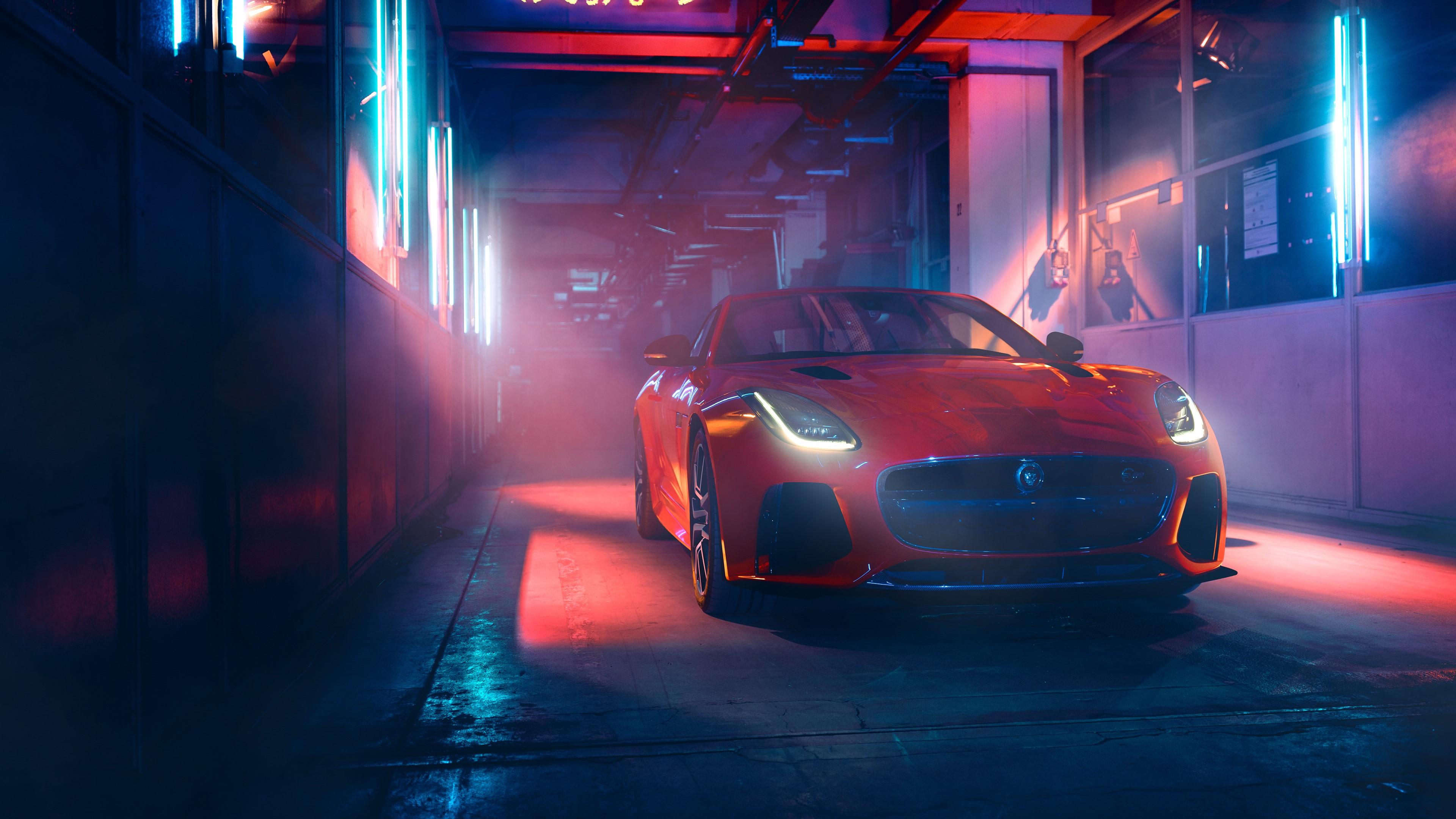 3840x2160 4K, Sports Car, Jaguar F Type, Vehicle, Low Light, Car Gallery HD Wallpaper