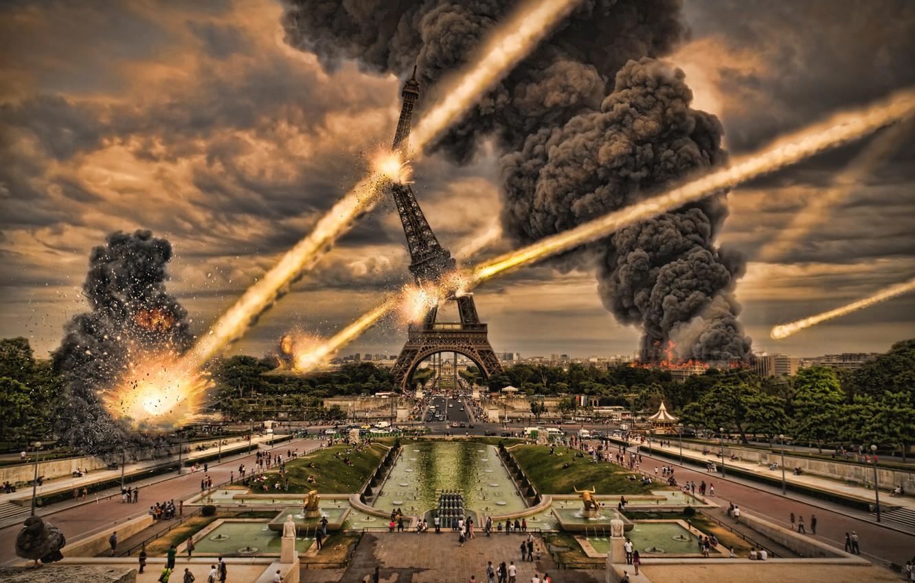 1332x850 Wallpaper the city, people, fire, Paris, explosions, the bombing, apocalipsis image for desktop, section фантастика