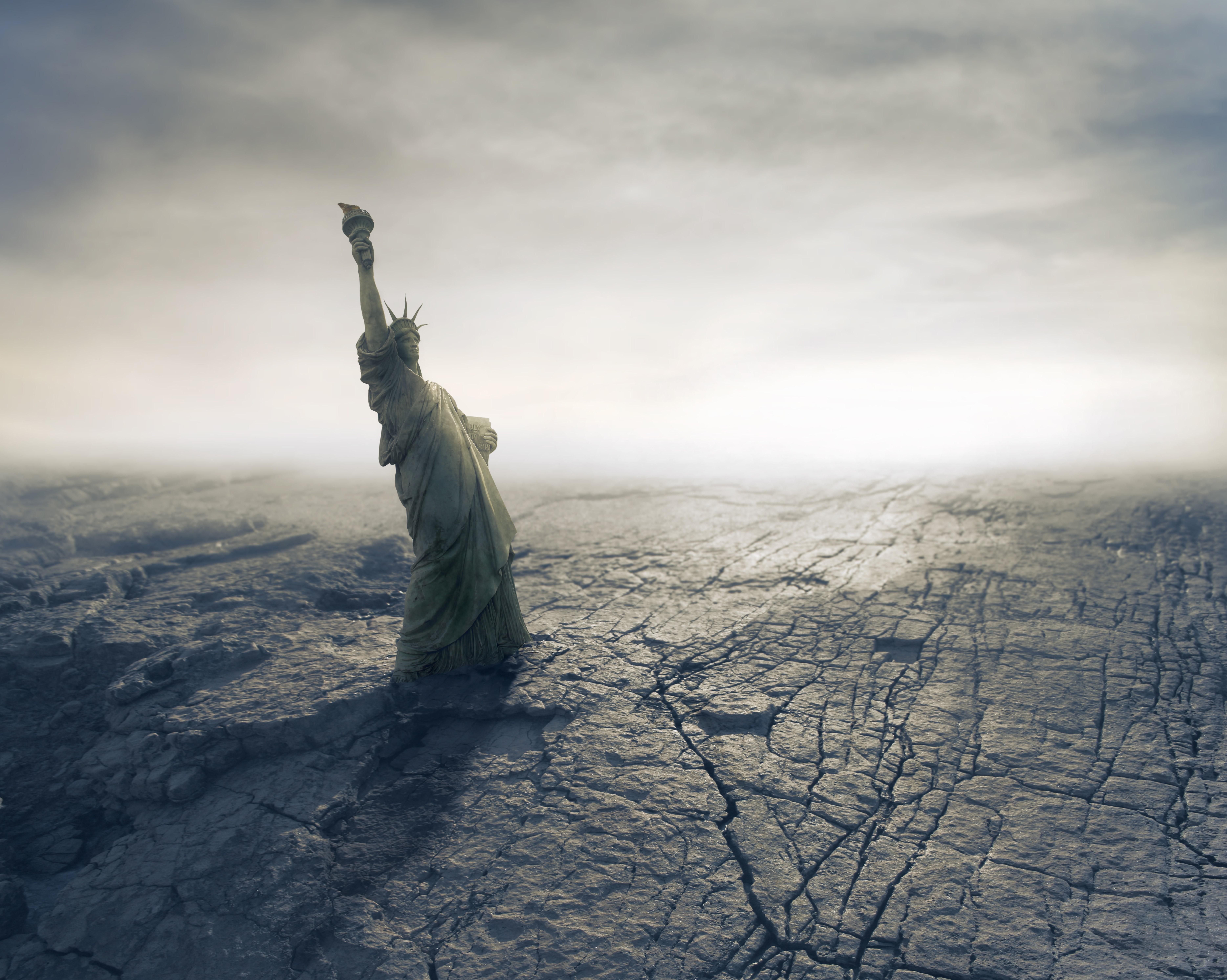 7475x5973 4K, 5K, 6K, 7K, Statue of Liberty, Apocalypse, USA, Desert, Statue of Liberty Gallery HD Wallpaper