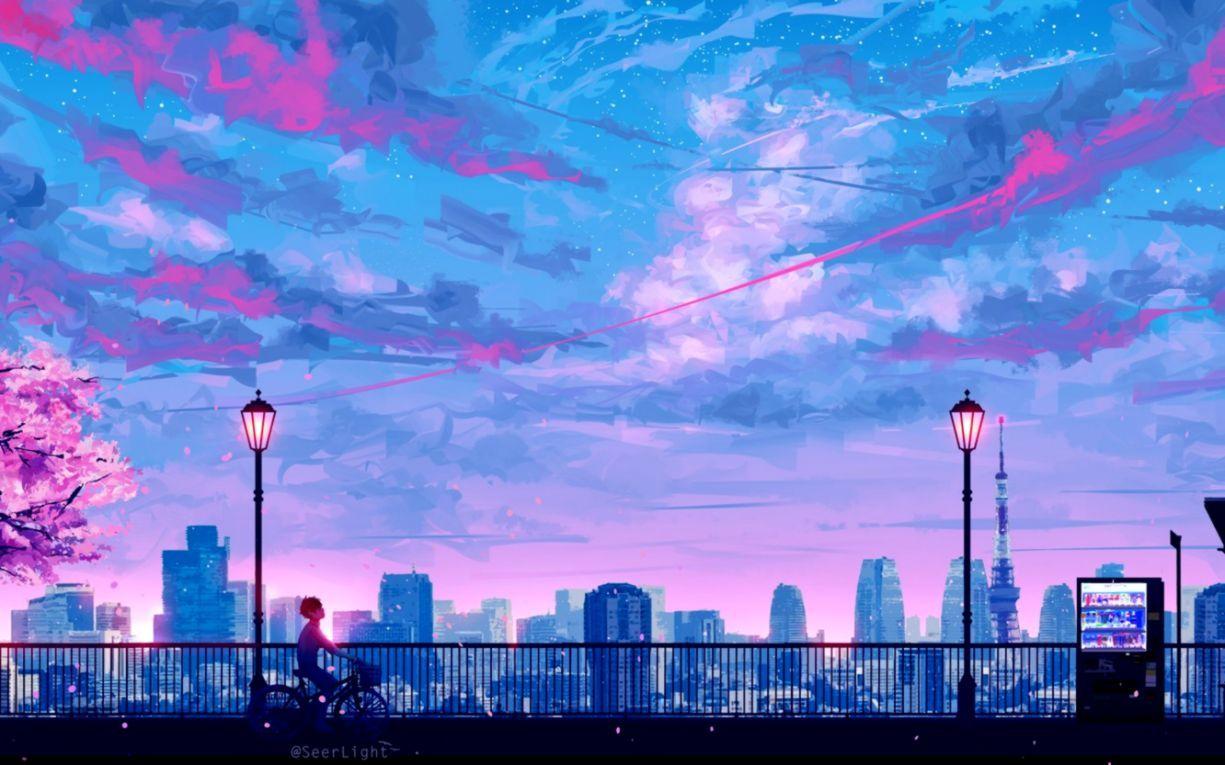 1225x765 Aesthetic Anime Tokyo Wallpaper