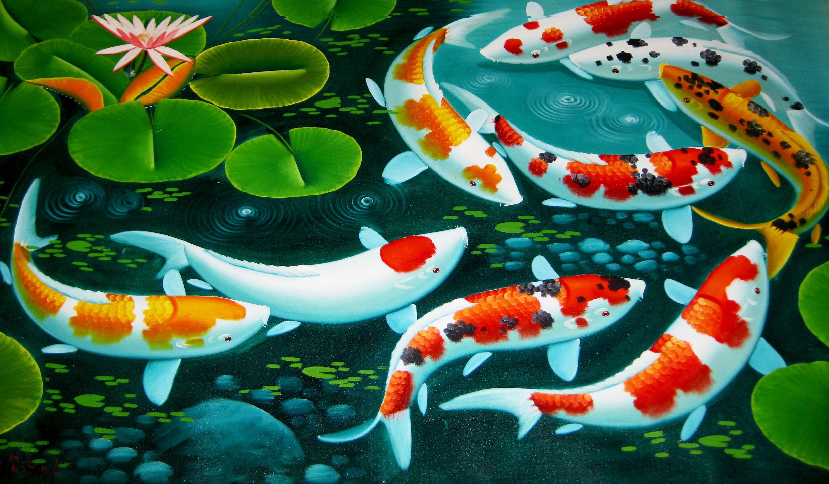 3264x1908 Koi Pond Wallpaper