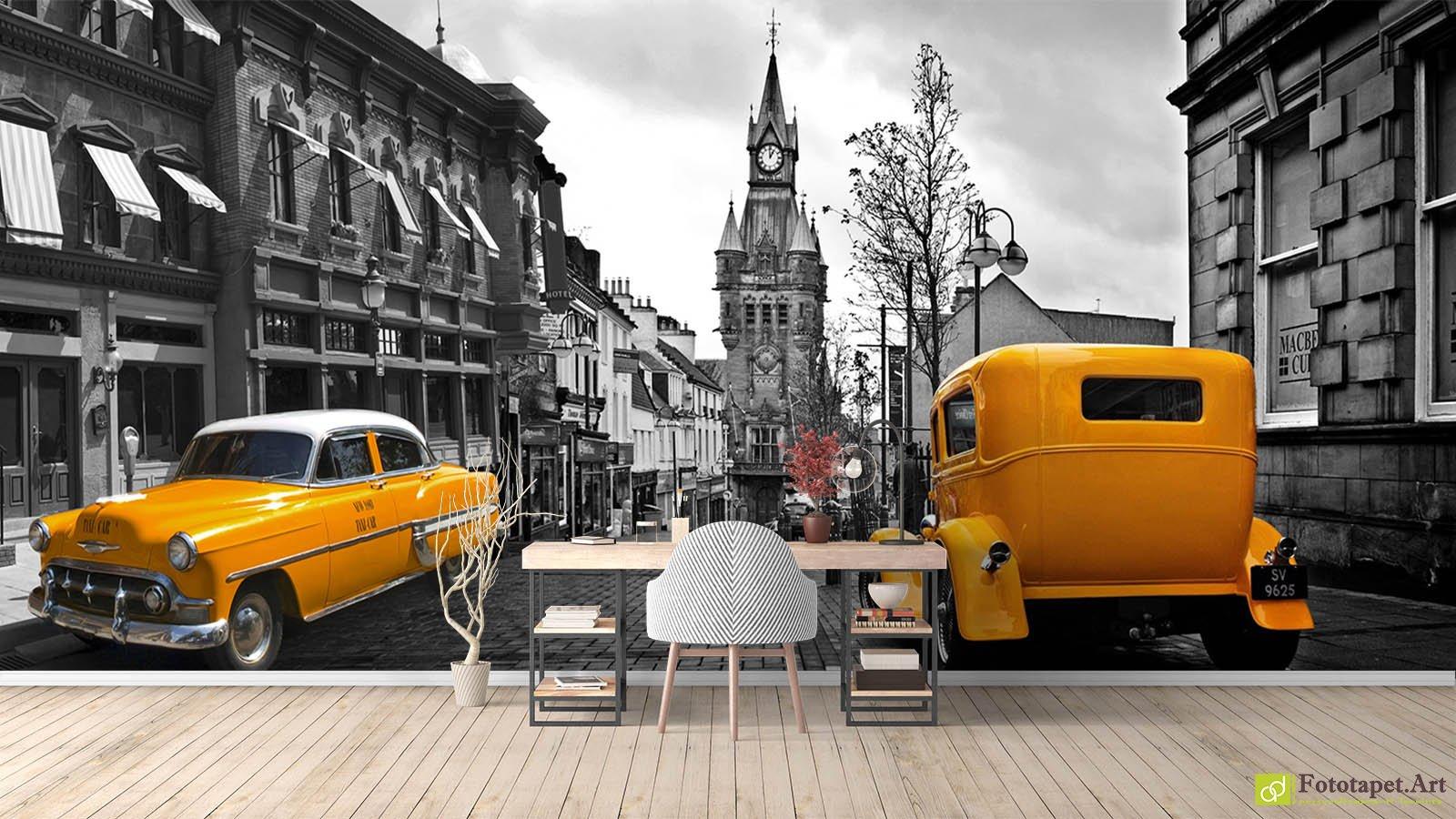 1600x900 City Wallpaper & Wall Murals, yellow taxi. Fototapet.art Discover our spectacular wallpaper murals of New York, Brooklyn, Manhattan, Montreal, London, Tokyo and other famous cities