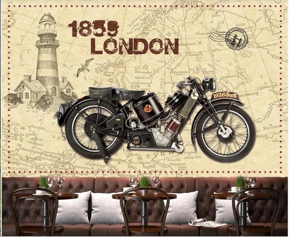 994x814 Custom Mural 3D Photo Wallpaper Antique Motorcycle Vintage London Background Home Decor Living Room Wallpaper For Wall 3 D