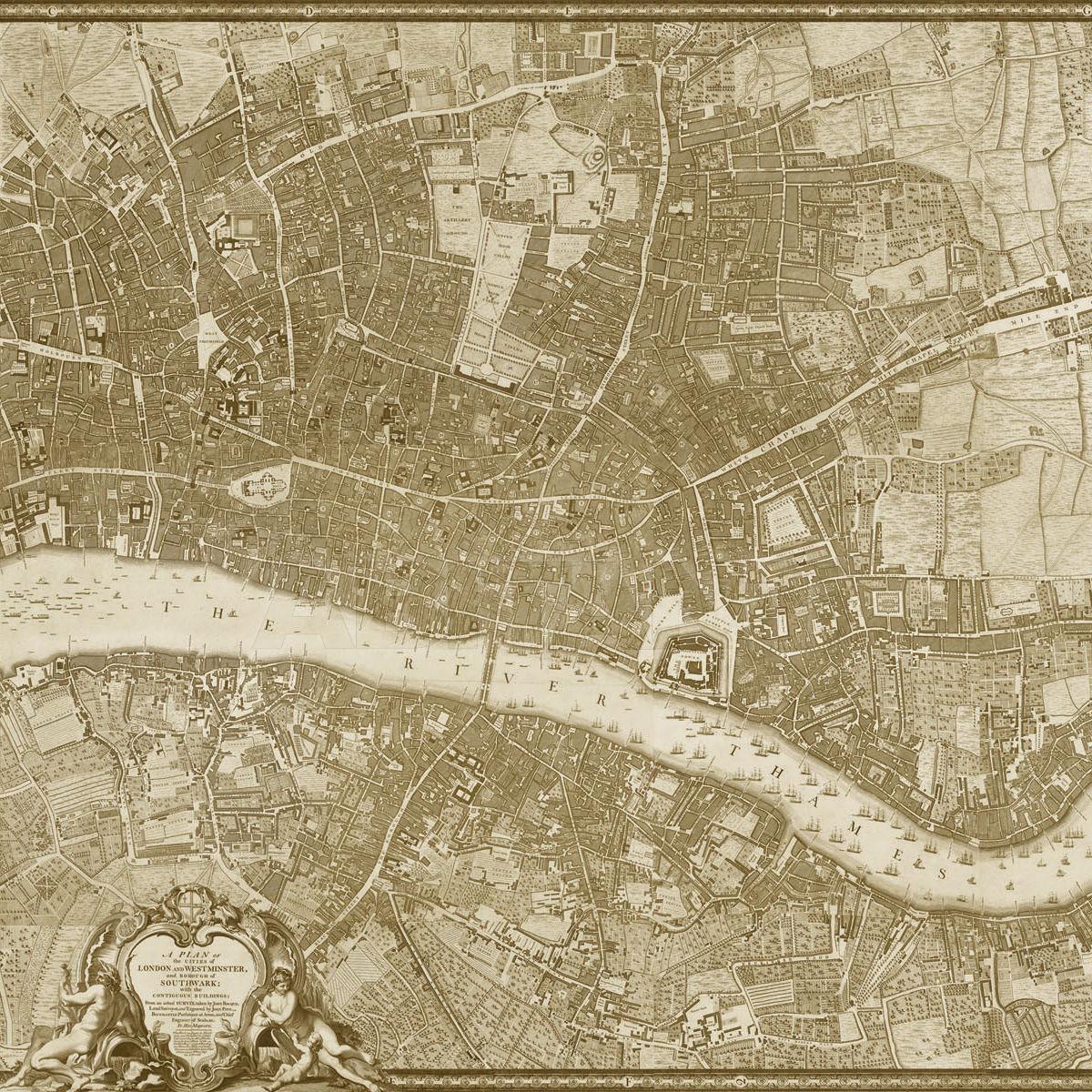 1200x1200 Wallpaper Light beige Iksel Map of London : Buy, оrder оnline on ABITANT