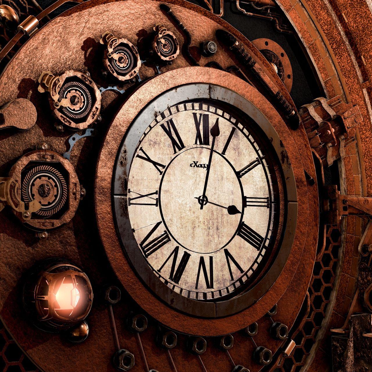 1280x1280 Download wallpaper 1280x1280 clock, mechanism, steampunk, time