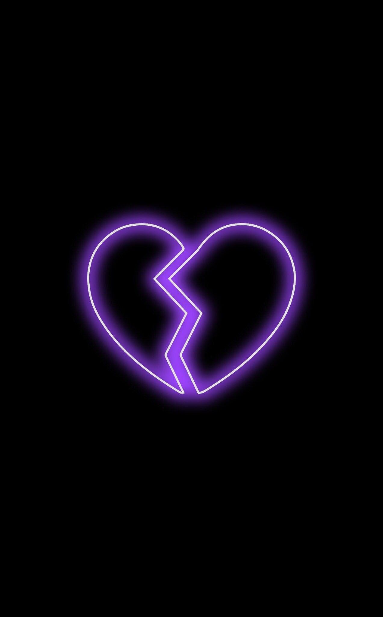 1273x2048 Neon Broken Heart Wallpaper