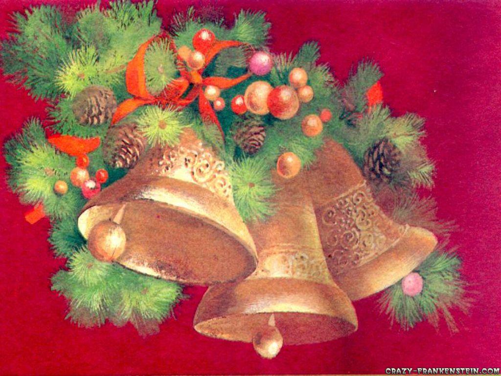 1024x768 Gold Bell Christmas Wallpaper