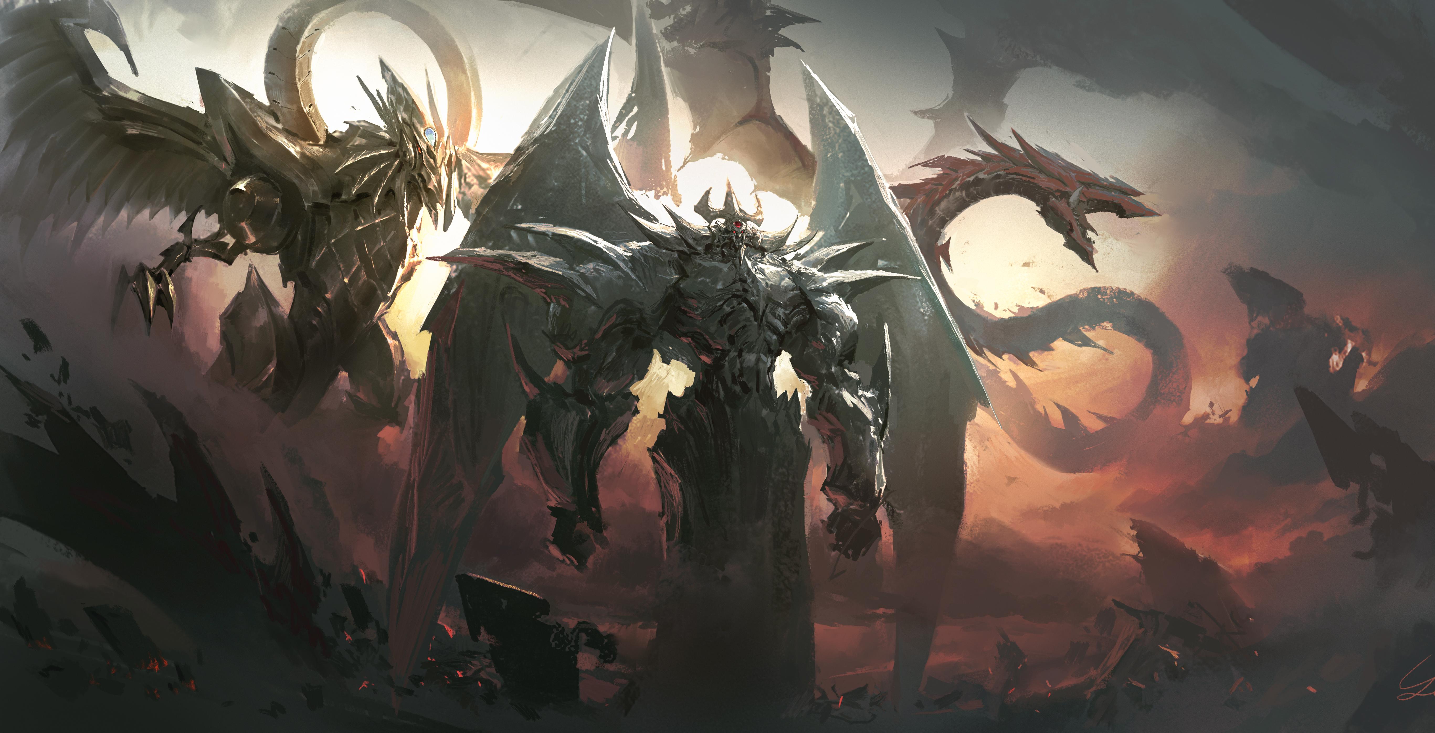 5468x2795 The Winged Dragon of Ra HD Wallpaper and Background