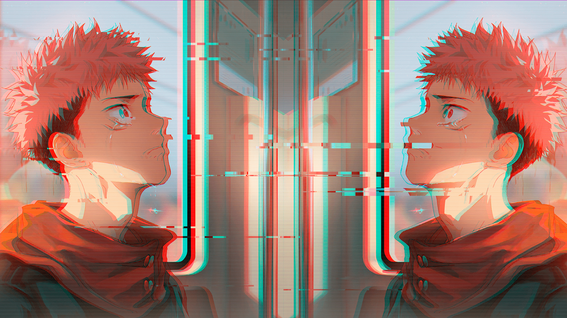 1920x1080 glitch art, face, anime boys Gallery HD Wallpaper