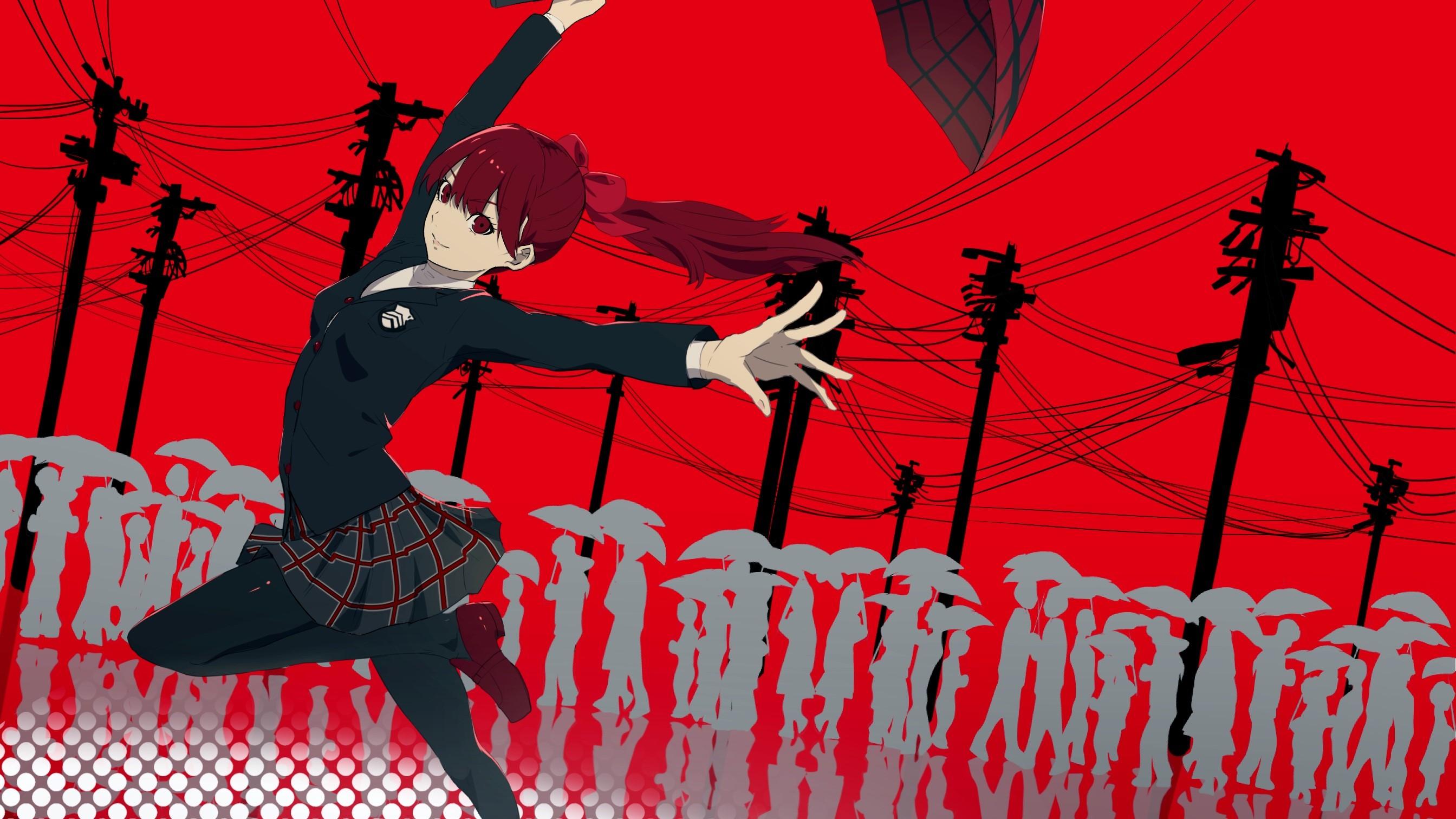 2688x1512 Kasumi Yoshizawa From Persona 5 With Umbrellas HD Wallpaper