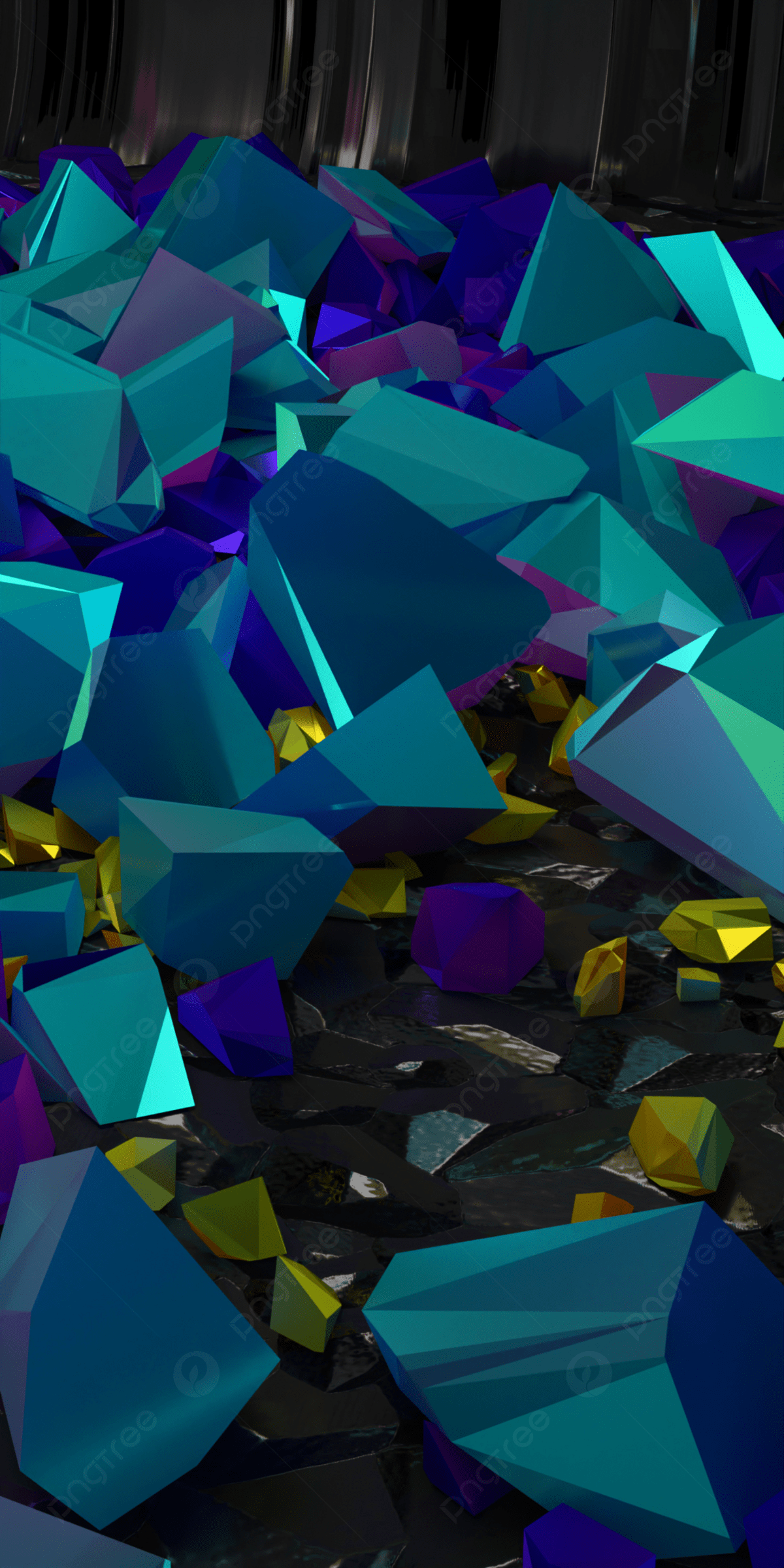 1200x2400 Crystal Background Blue Cyan Shiny Metallic Wallpaper With Yellow Chunk, Structure, Clear, Facet Background Image for Free Download