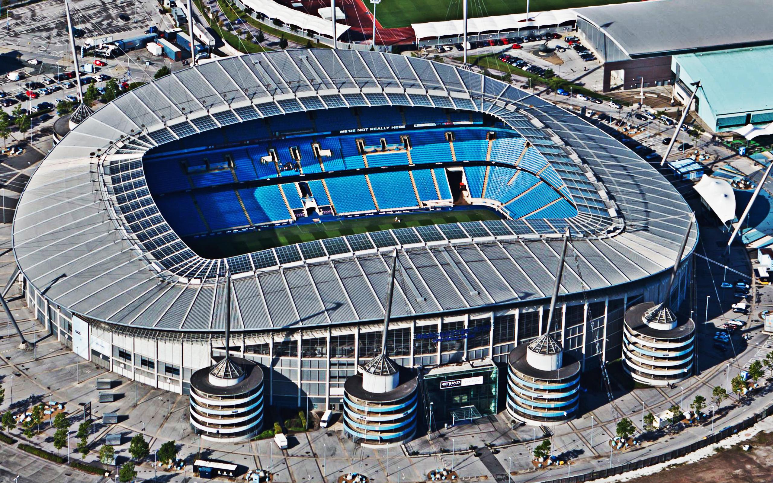 2560x1600 Download wallpaper Etihad Stadium, Football stadium, Man City Stadium, modern sports arena, Manchester, England, Manchester City FC, City of Manchester Stadium, United Kingdom for desktop with resolution 2560x1600. High Quality HD picture