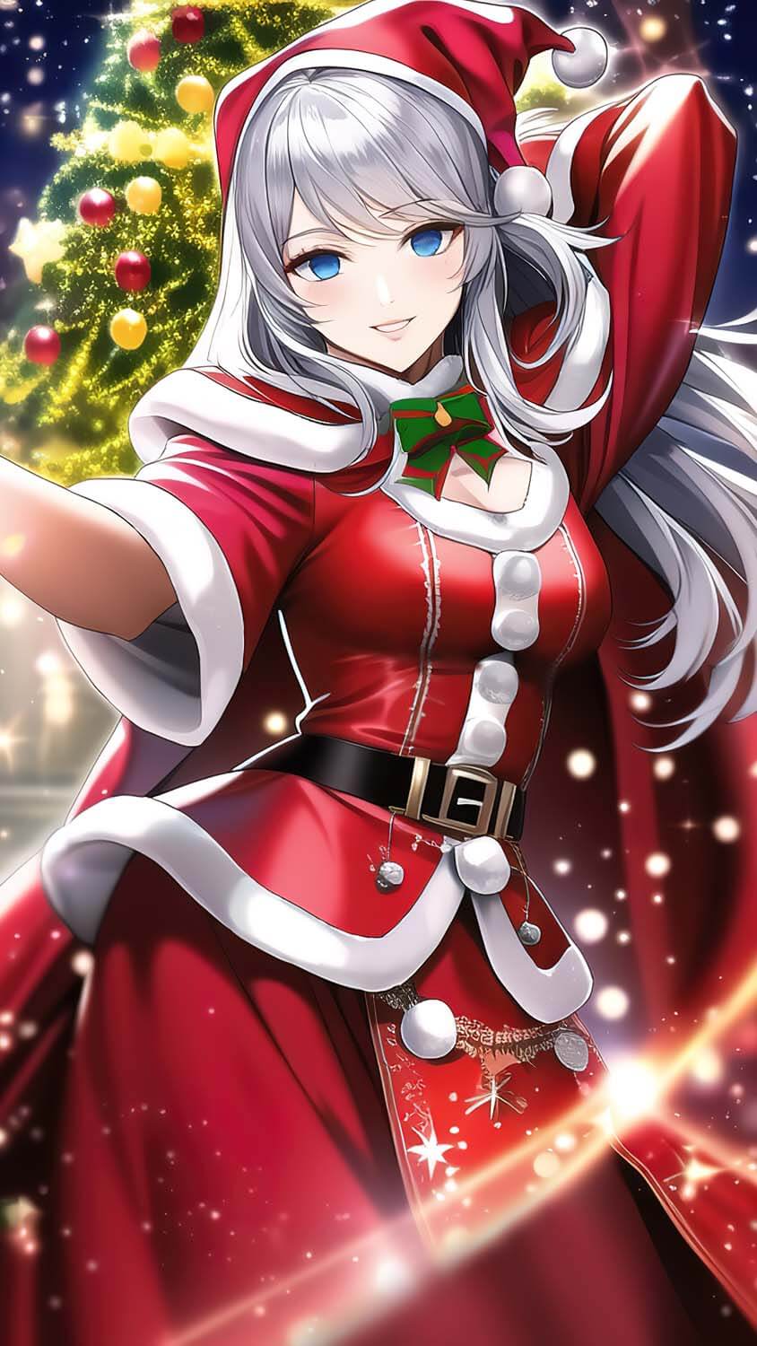 844x1500 Christmas Girl Anime 4K IPhone Wallpaper HD Wallpaper : iPhone Wallpaper