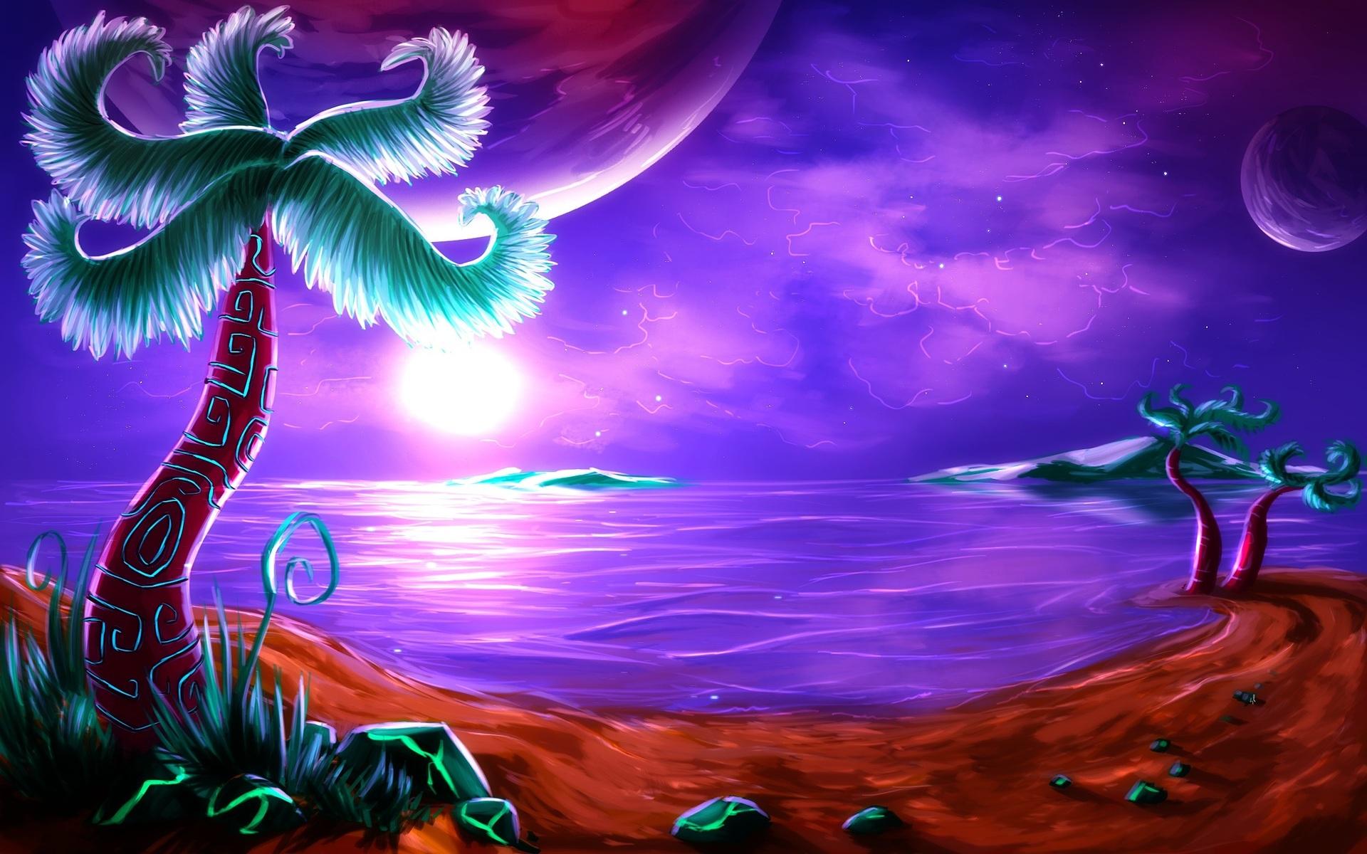1920x1200 Fantasy Beach Purple Delight desktop PC and Mac wallpaper