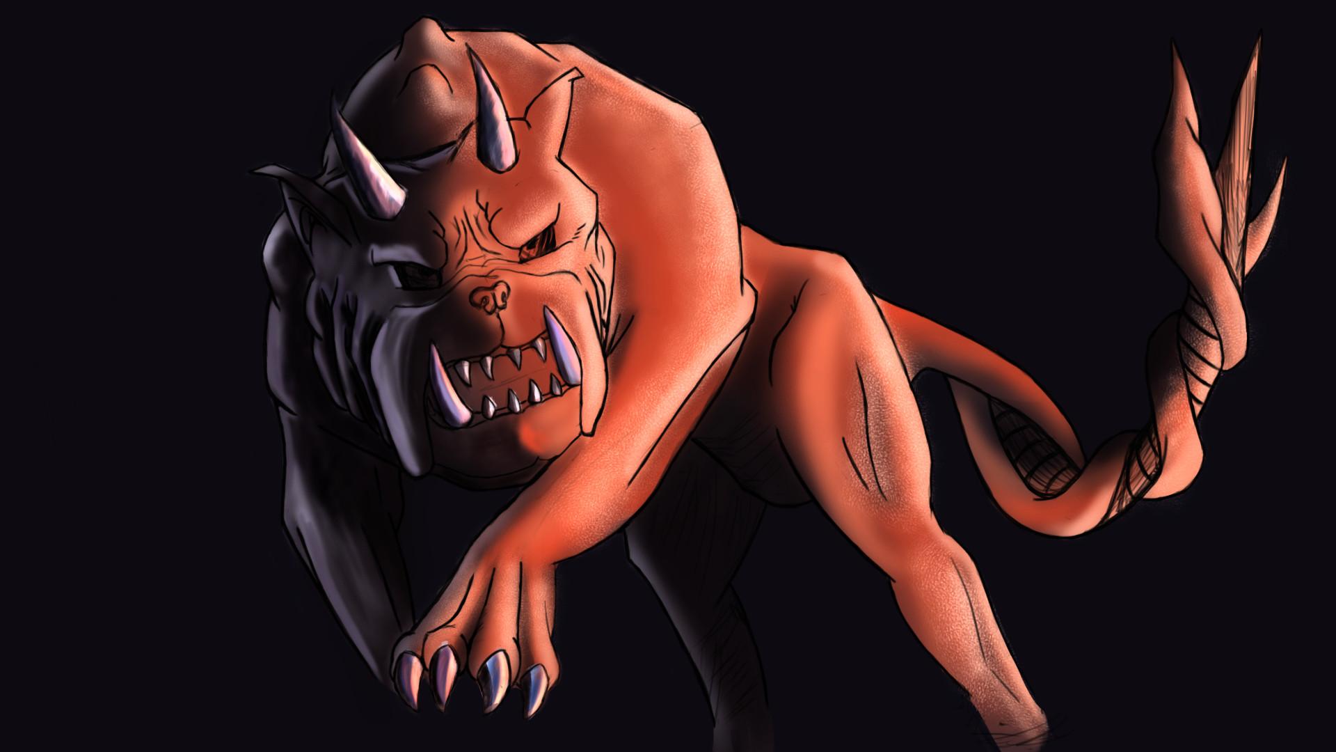 1920x1080 Demon Dog for a dark gritty concept art (not done)