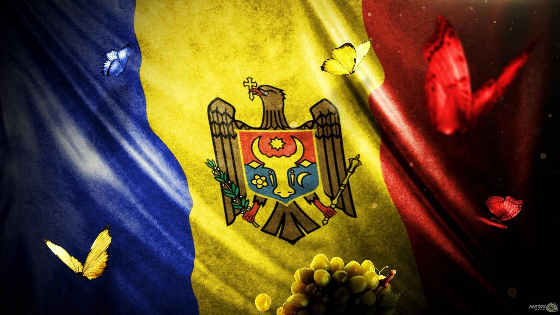 1920x1080 Download Moldova Flag With Butterflies Wallpaper