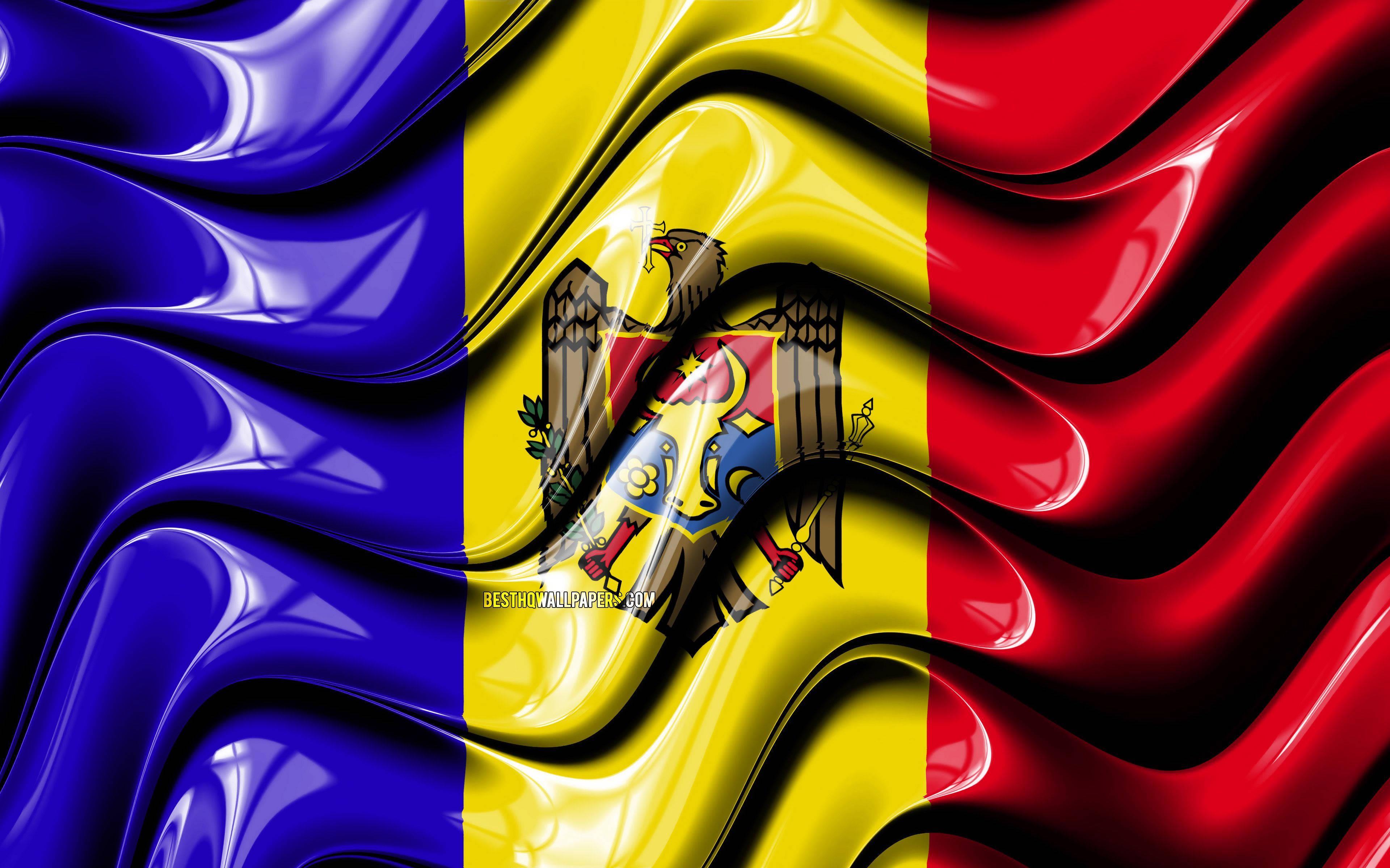 3840x2400 Download Moldova Flag In Glossy Paint Wallpaper