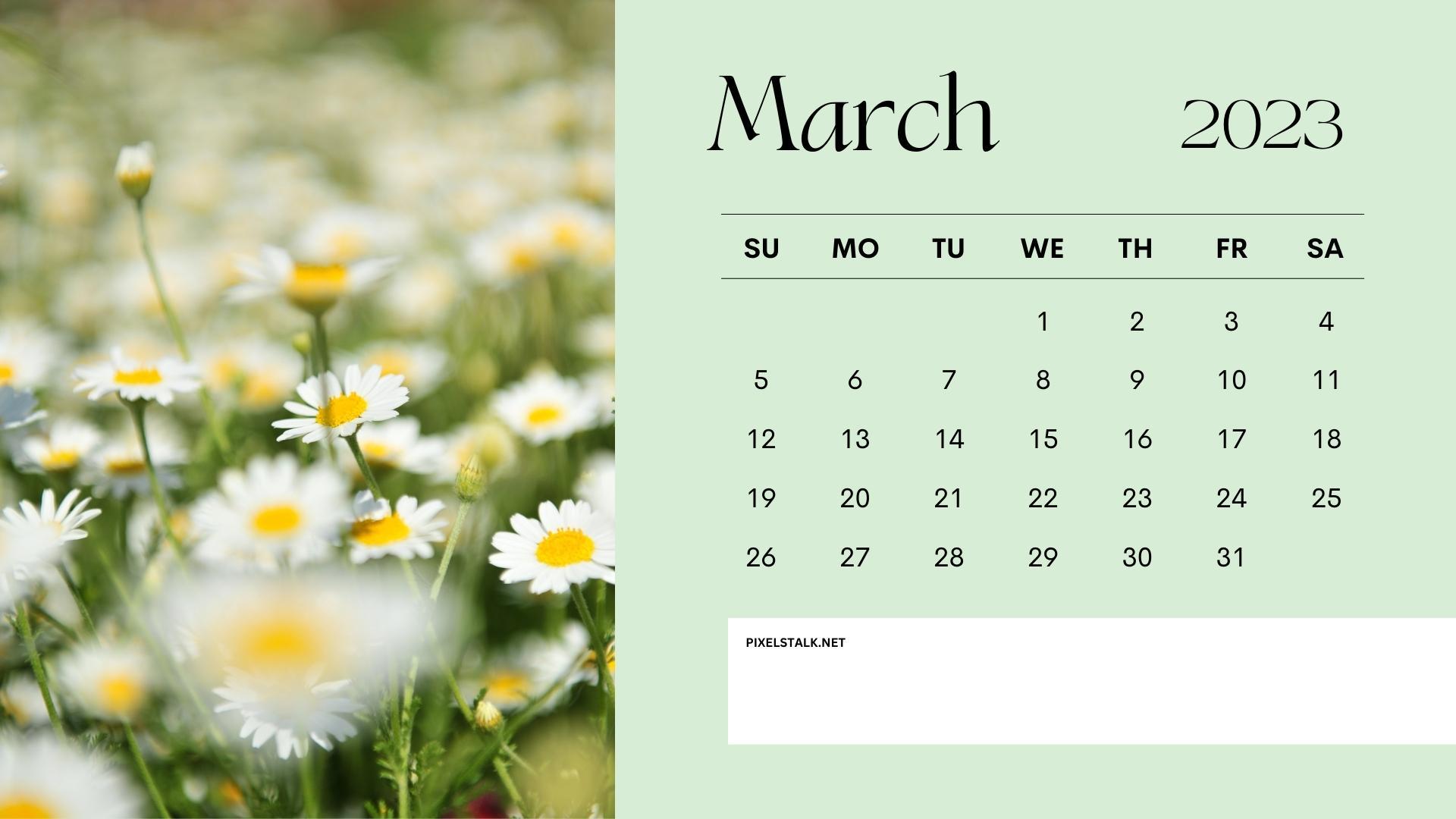 1920x1080 March 2023 Calendar Desktop Wallpaper