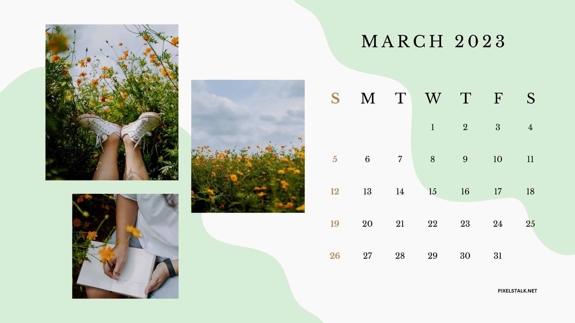 1920x1080 March 2023 Calendar Desktop Wallpaper