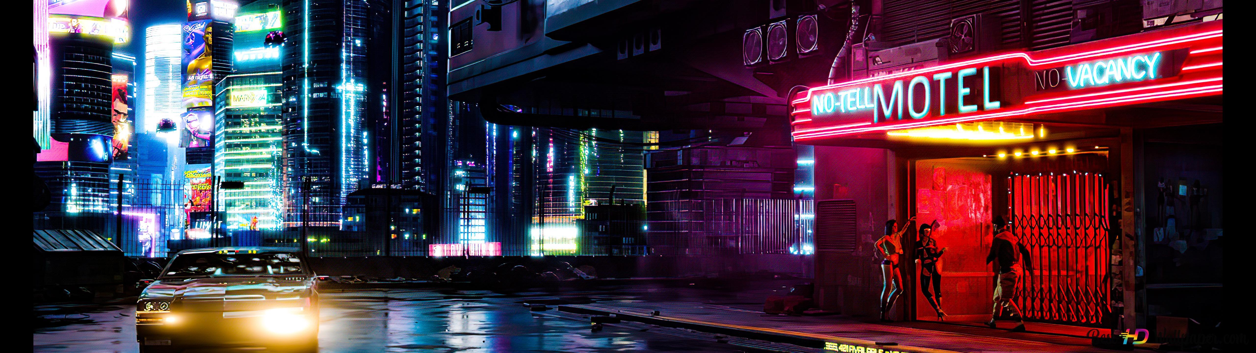 5120x1440 Cyberpunk 2077 8K wallpaper download