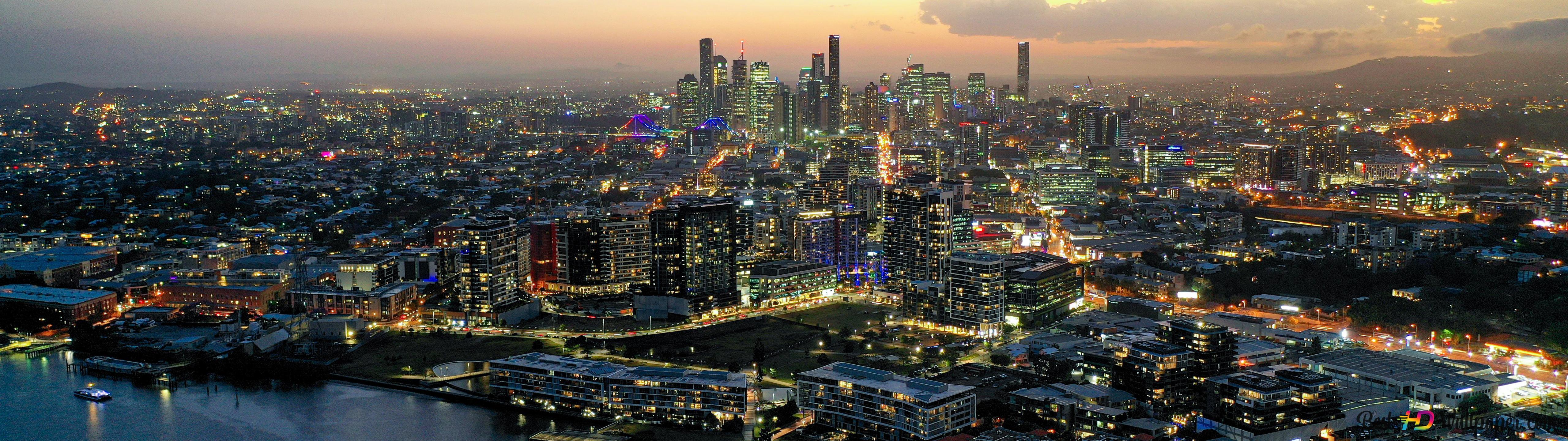 5120x1440 City Aerial View 4K wallpaper download