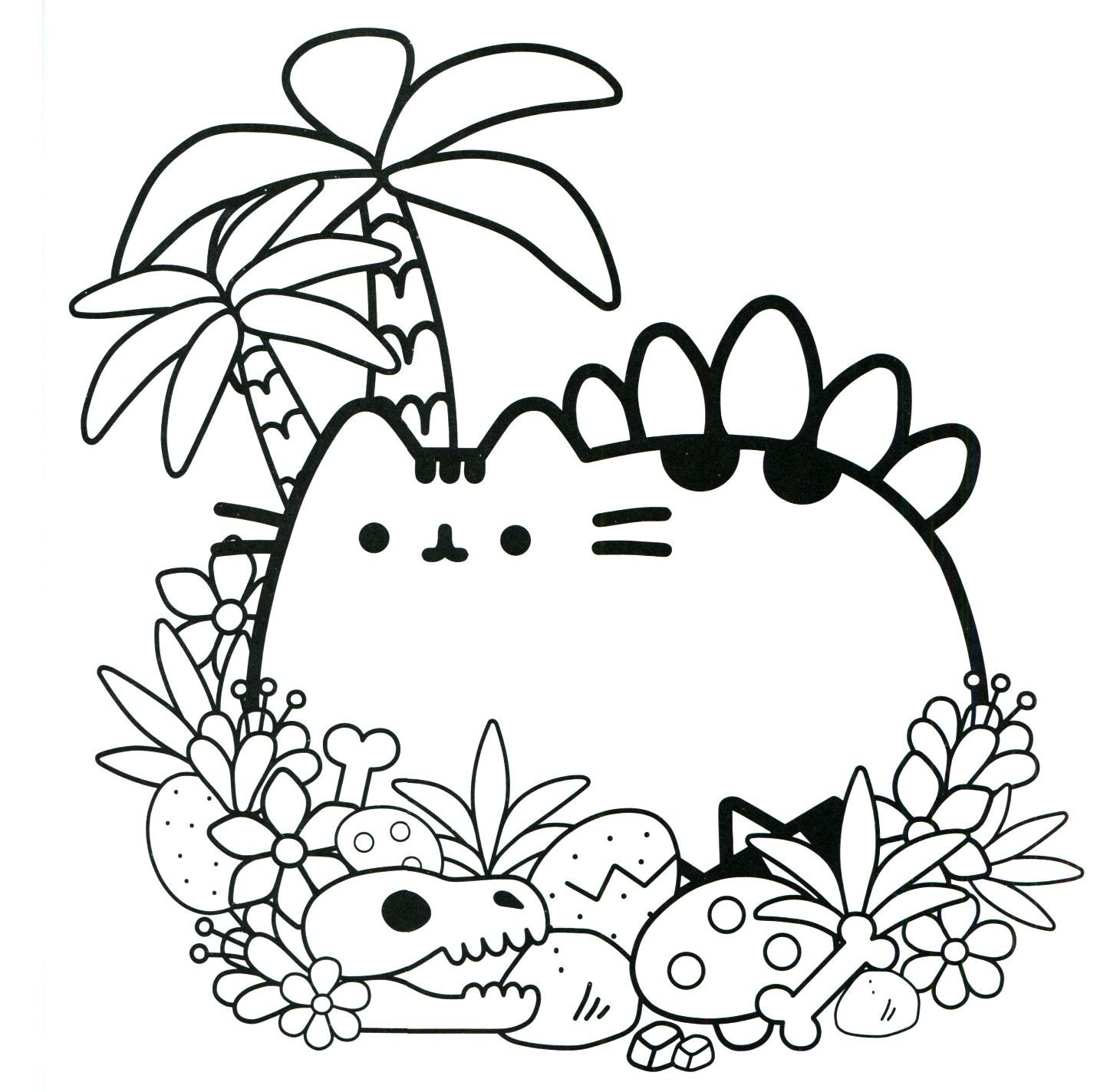 1430x1424 Cute Pusheen Coloring Page Printable for Kids