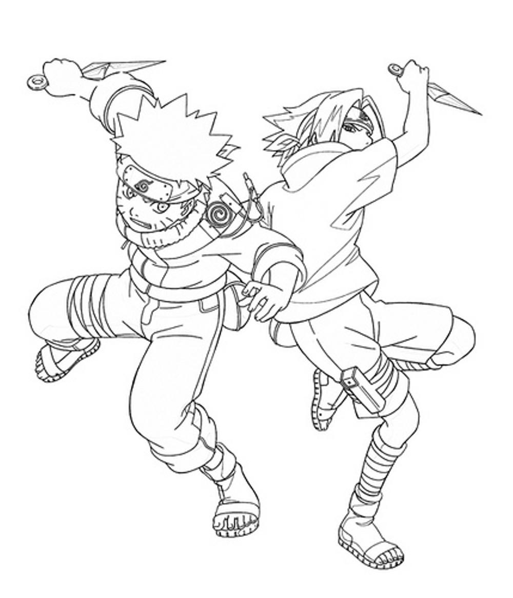 1000x1165 Naruto and Sasuke Coloring Page Printable for Kids