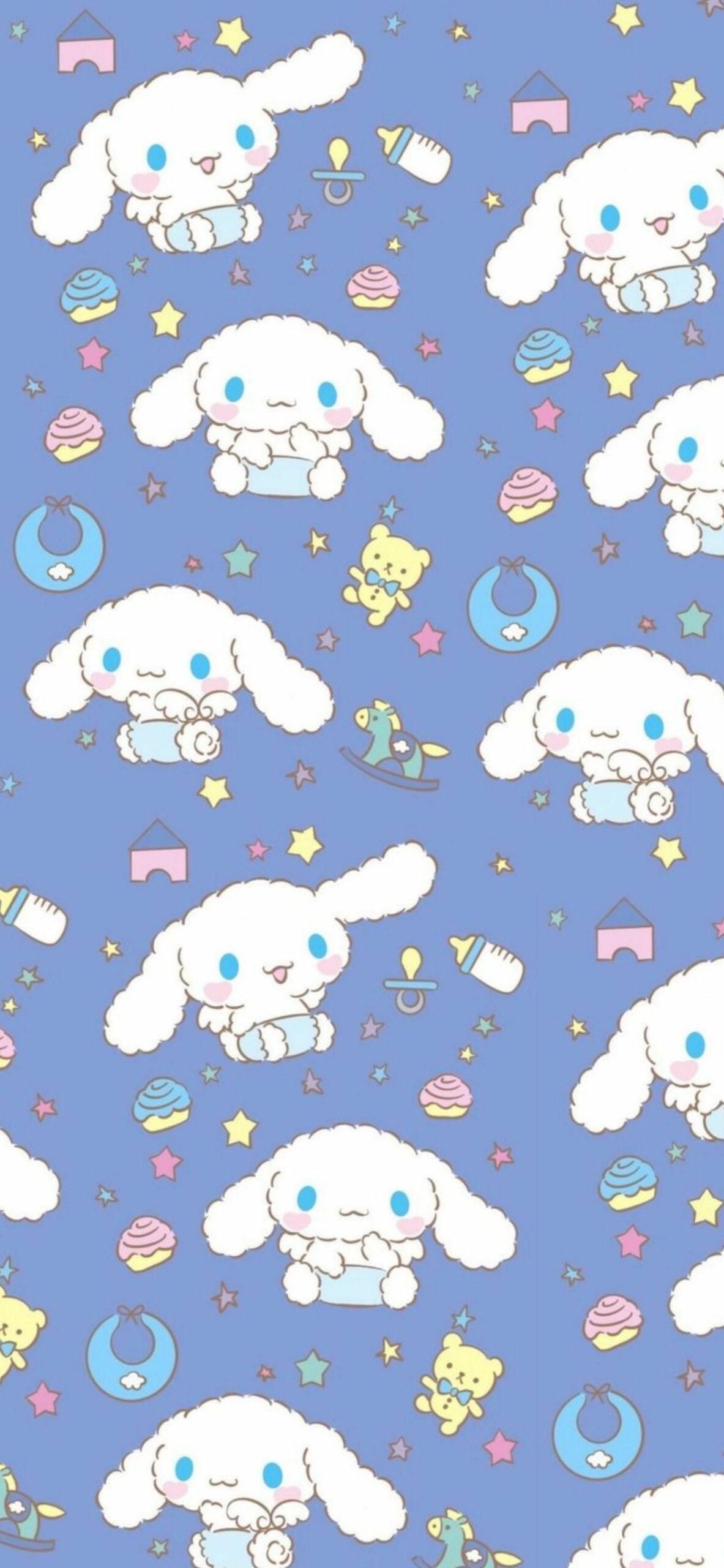 1183x2560 Cinnamoroll Blue Pattern Wallpaper
