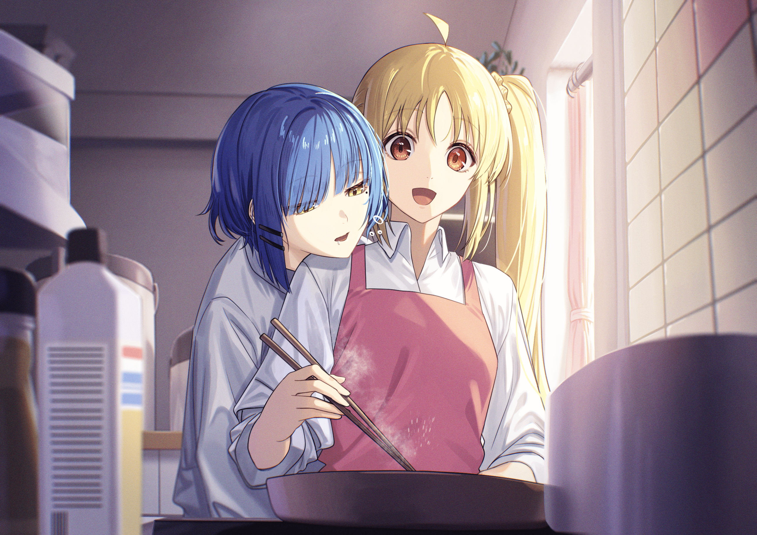 2583x1827 Anime Anime Girls BOCCHi THE ROCK Ryo Yamada Nijika Ijichi Apron Cooking Wallpaper:2583x1827