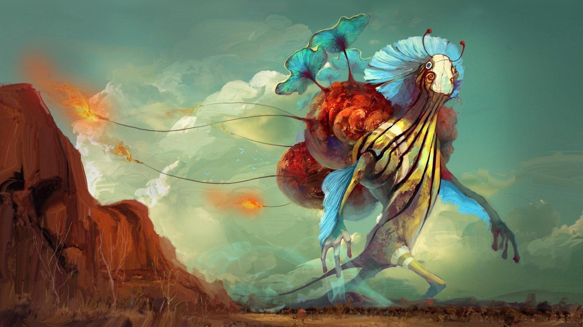 1920x1080 fantasy art, giant, warrior, planet, digital art, creature, artwork Gallery HD Wallpaper