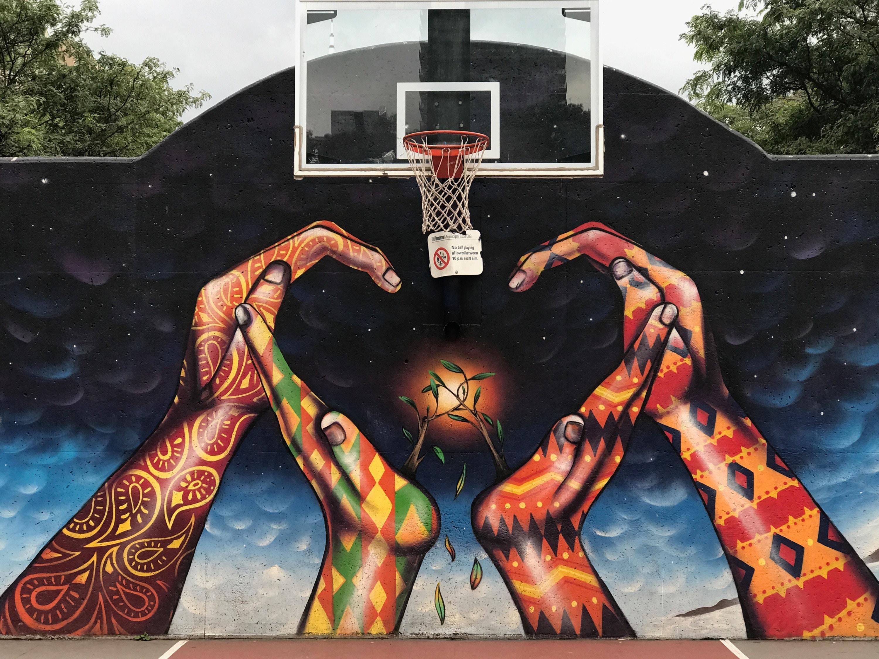 3000x2249 Mobile wallpaper: Graffiti, Basketball Net, Basketball Grid, Hands, Art, 79256 download the picture for free