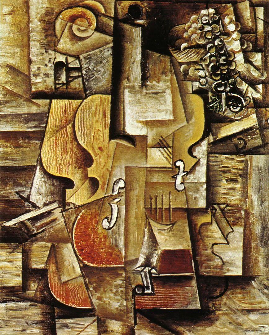 868x1080 Violin và Nho 1912 - Hình nền Pablo Picasso